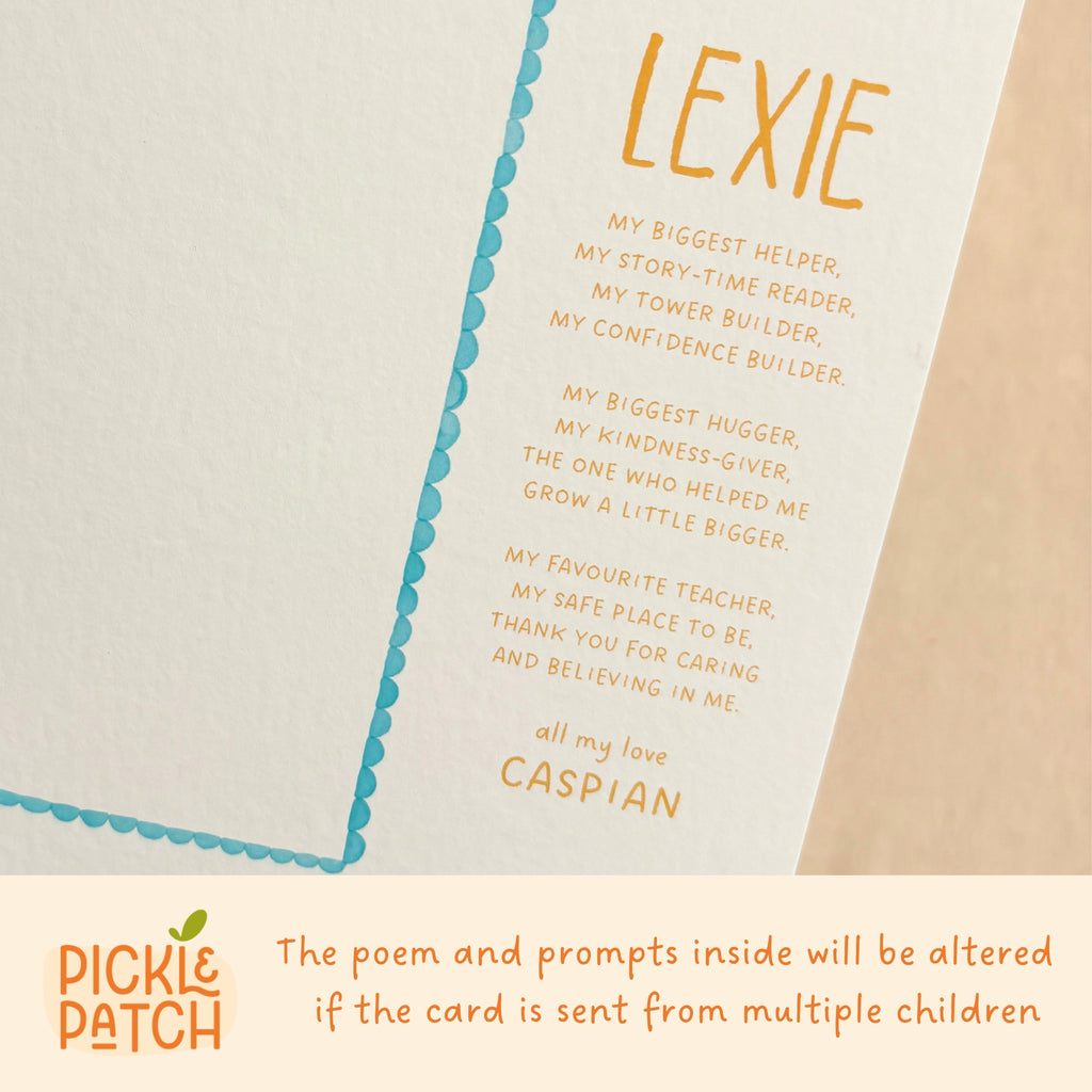 Personalised Thank You Teacher Card