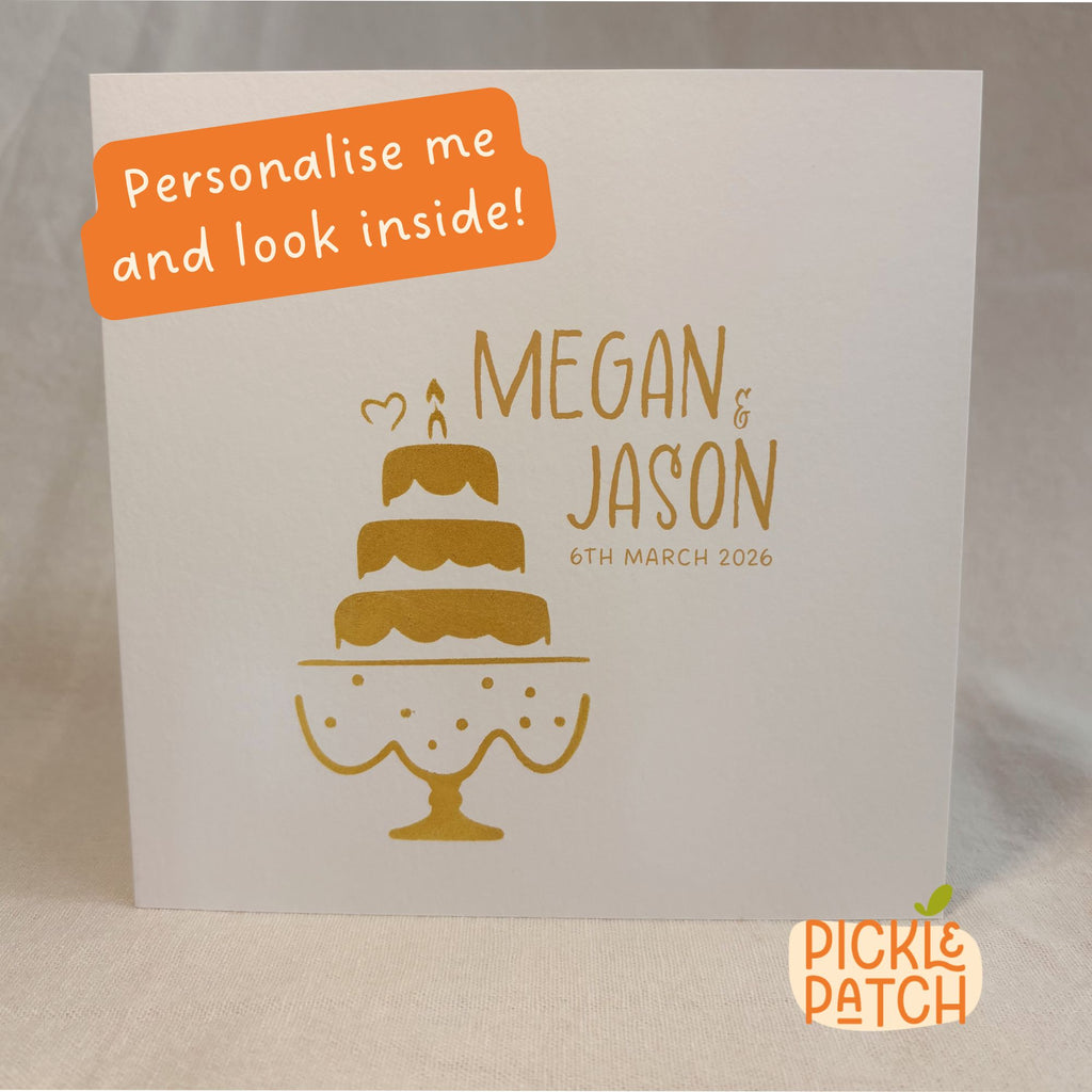 Personalised Wedding Card | Newlywed Keepsake Gift | Custom Names and Date