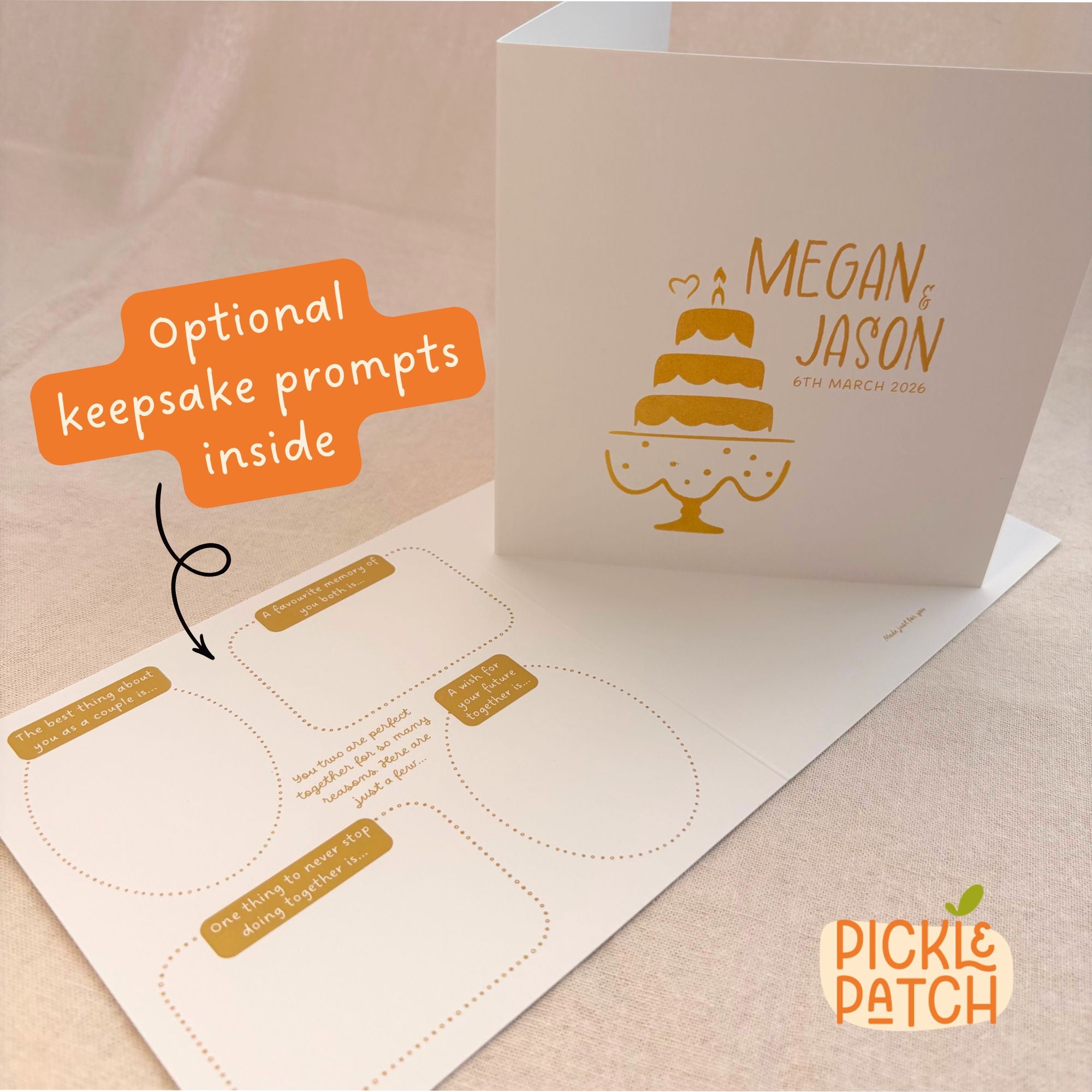 Personalised Wedding Card | Newlywed Keepsake Gift | Custom Names and Date