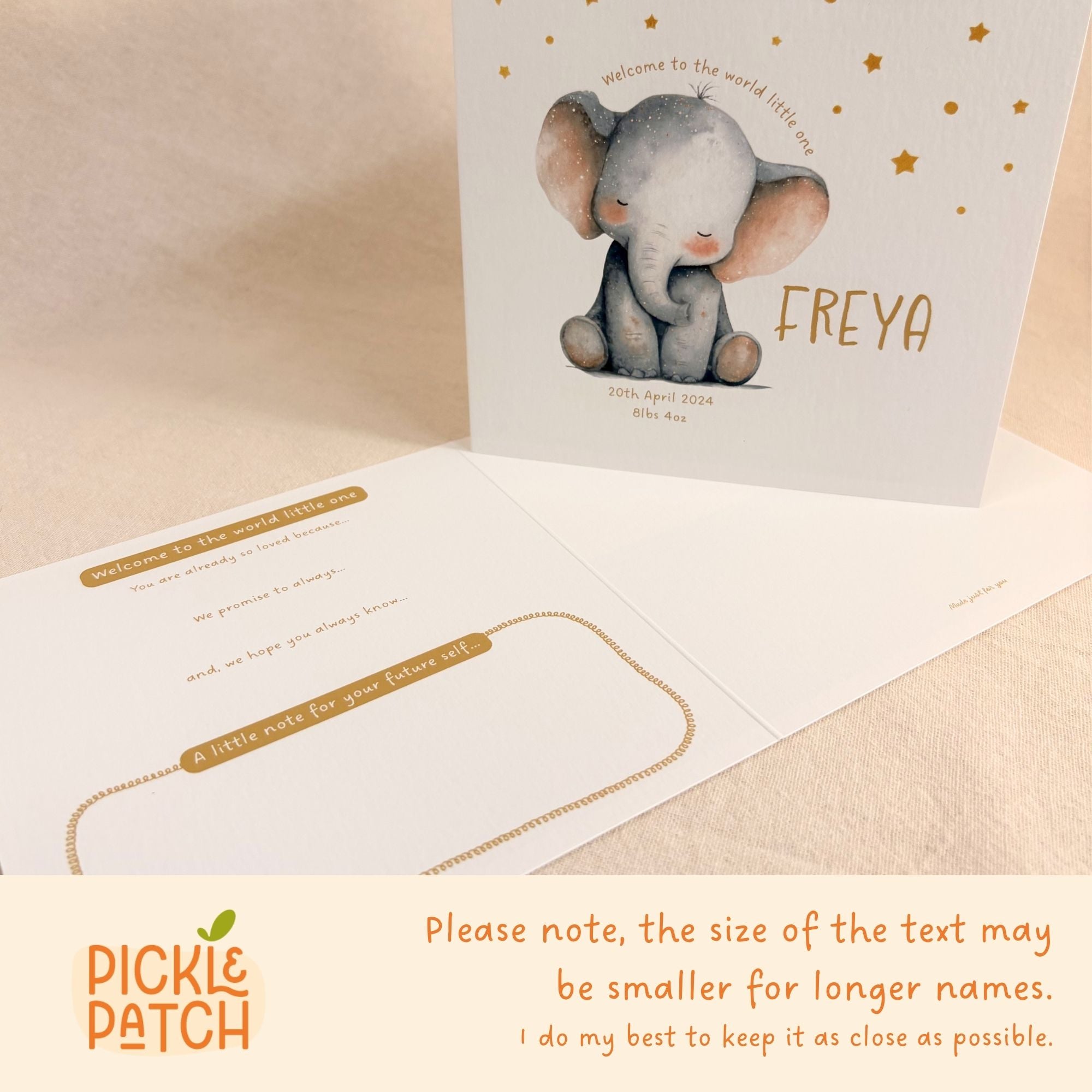 Personalised New Baby Keepsake Card With Birth Date & Weight