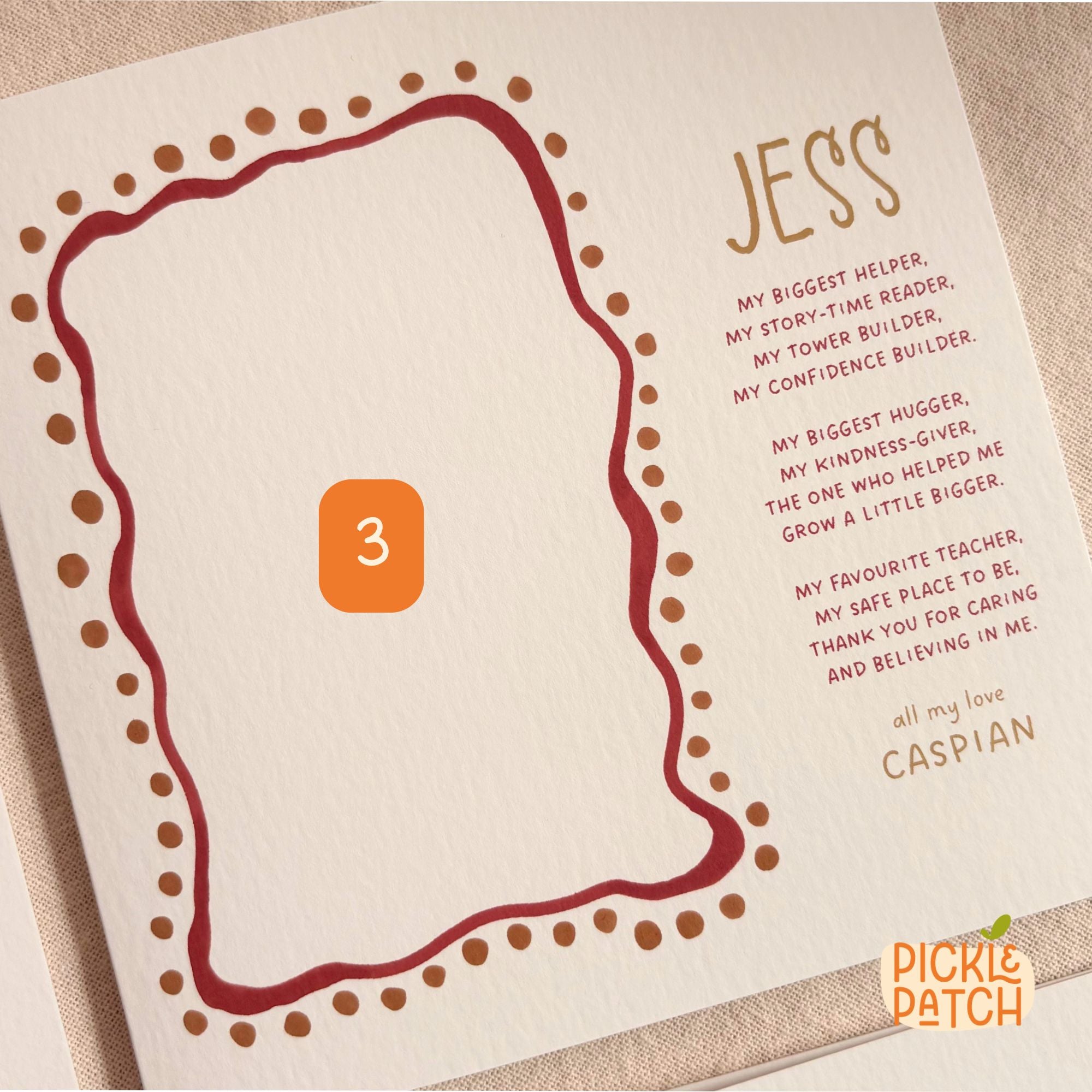 Personalised Thank You Teacher Card | Nursery and Keyworker Gift | Preschool Childminder Keepsake
