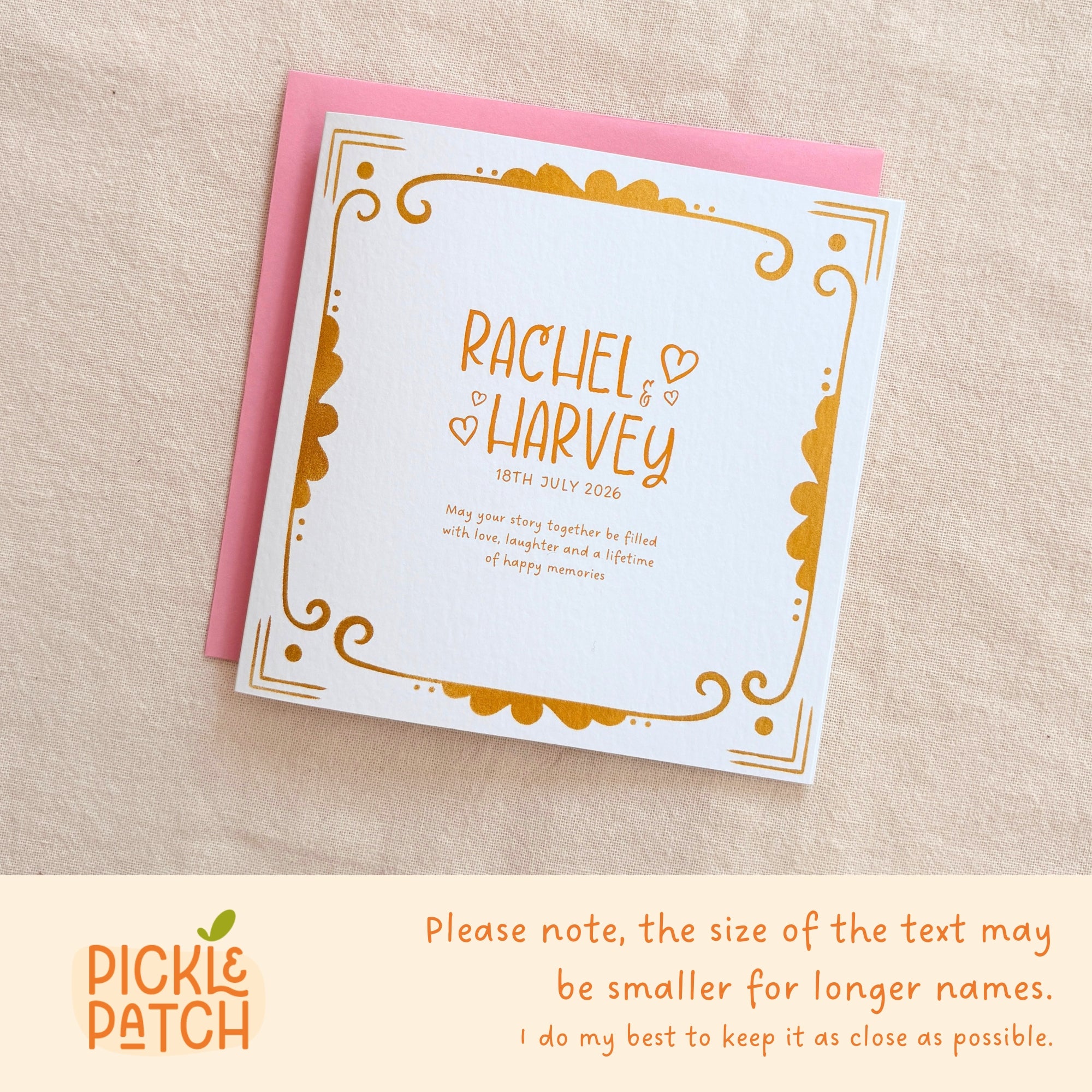 Personalised Wedding Keepsake Card