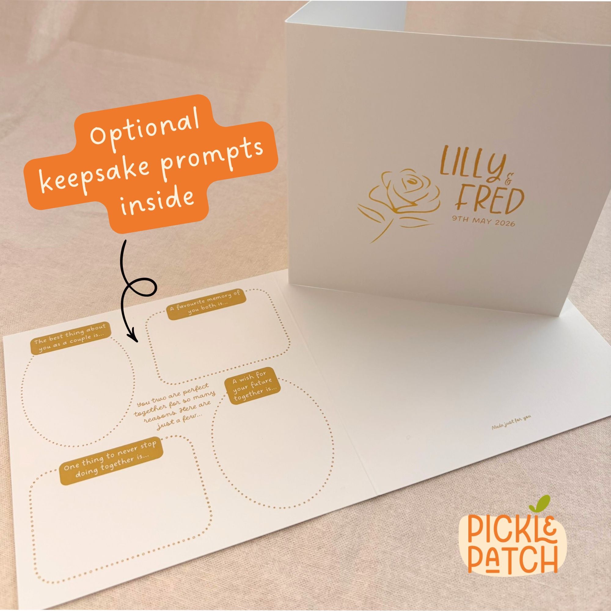 Personalised Wedding Card | Simplistic Botanical Design | Custom Names and Date
