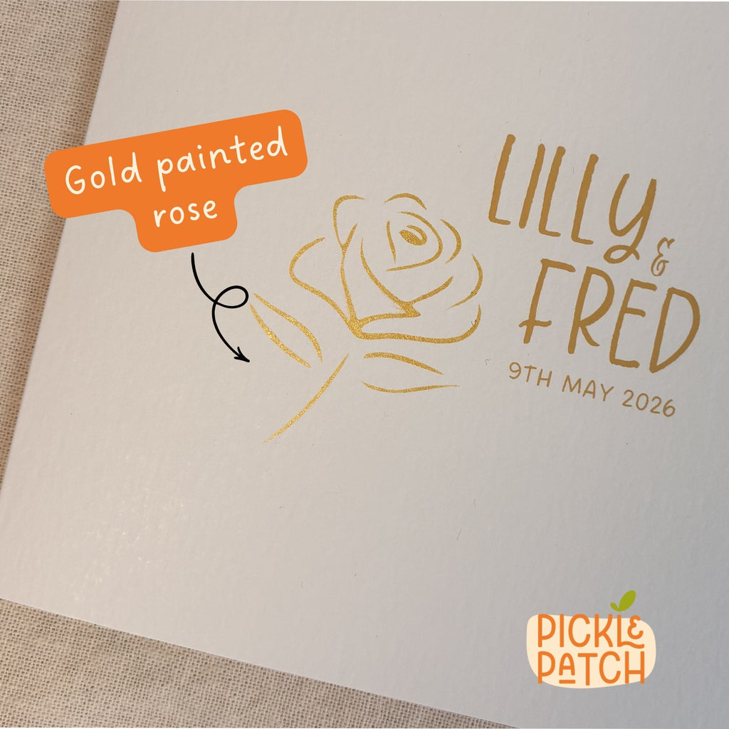 Personalised Wedding Card | Simplistic Botanical Design | Custom Names and Date
