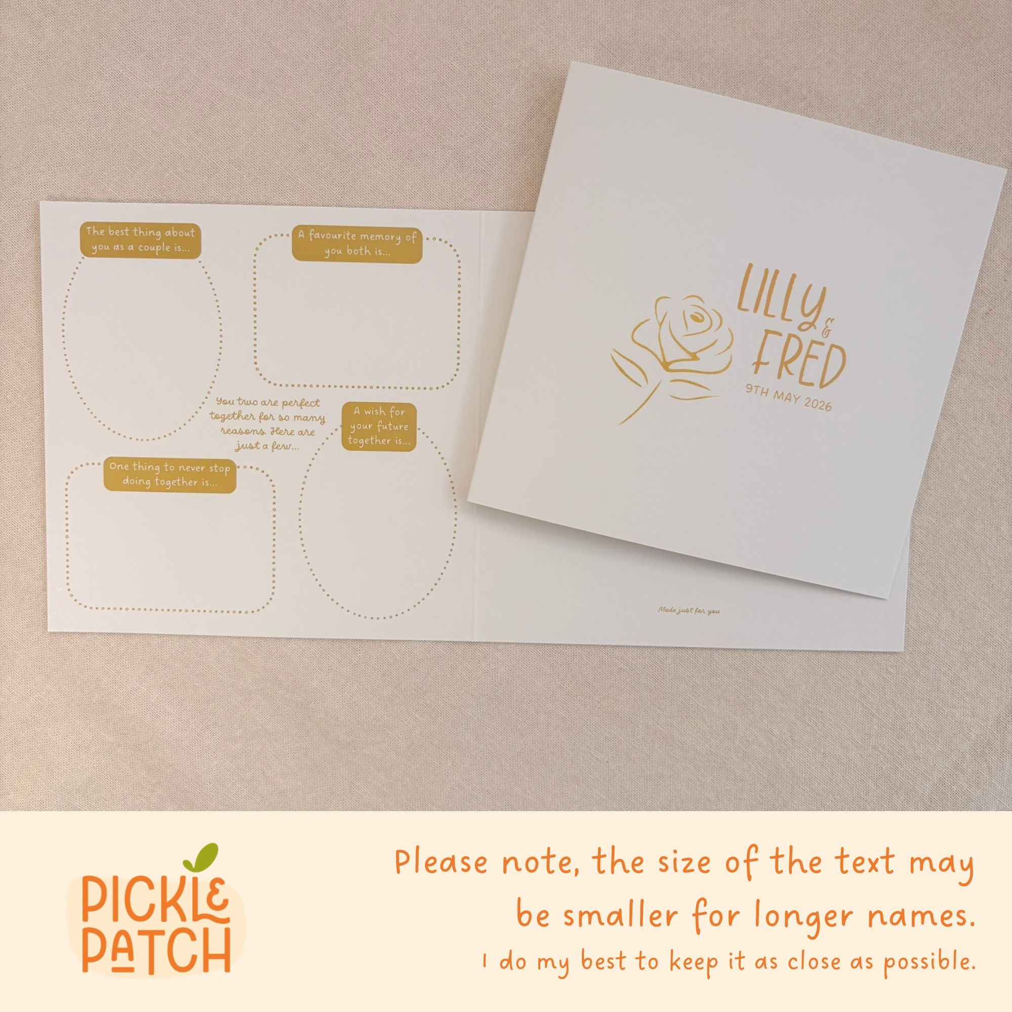 Personalised Wedding Card | Simplistic Botanical Design | Custom Names and Date