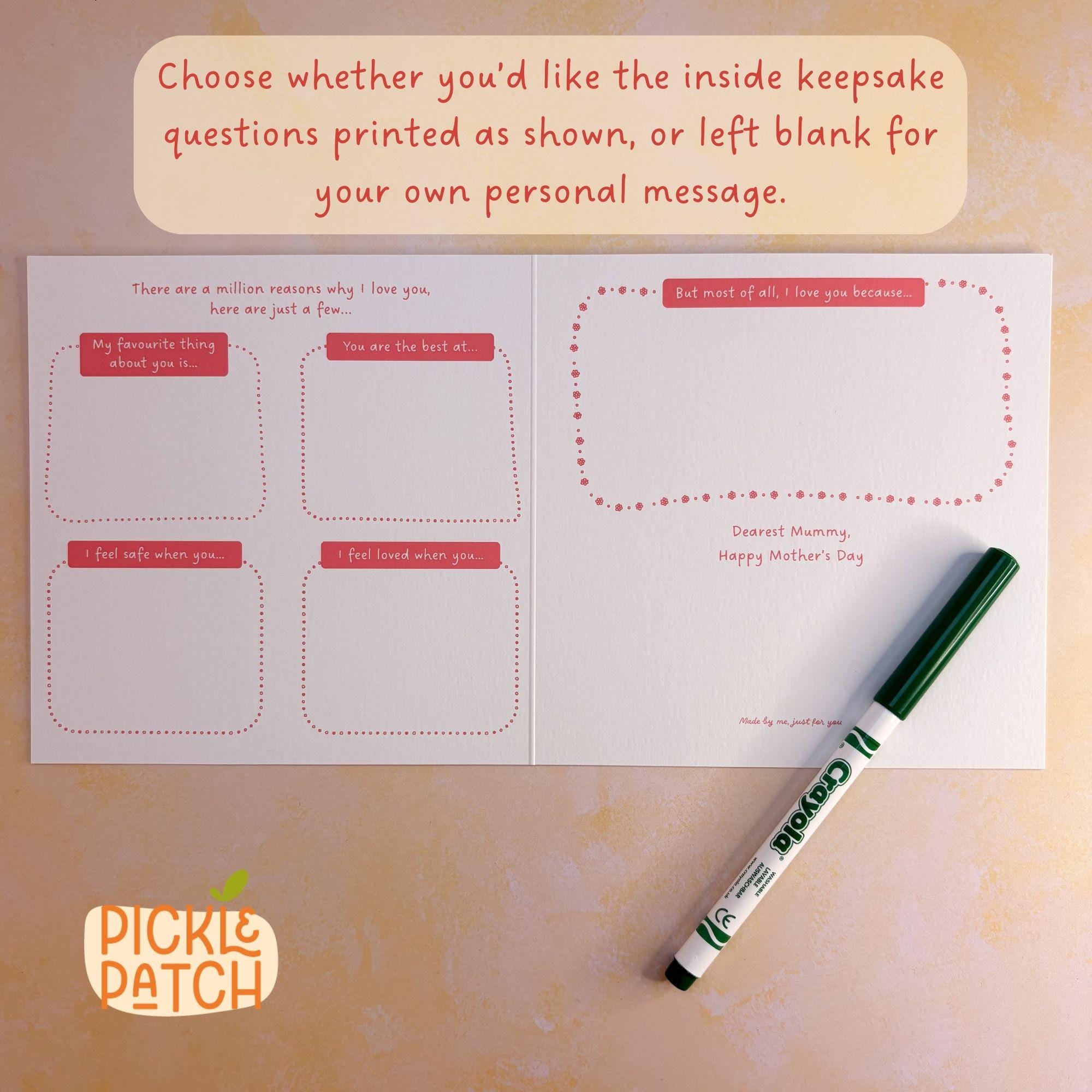Personalised Mother’s Day Card from Kids – Draw A Picture For Mum