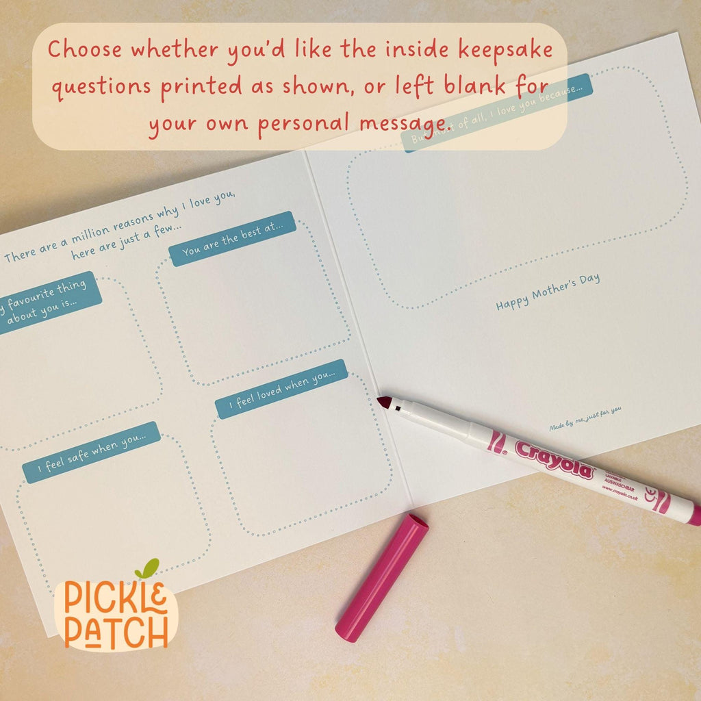 Heartfelt Message Card Personalized Mothers Day Design Fill In Blank Format Sentimental Keepsake Gift Premium Quality Cardstock Custom Message Option Special Occasion Present First Time Mom Gift Square Format Card Meaningful Present Idea