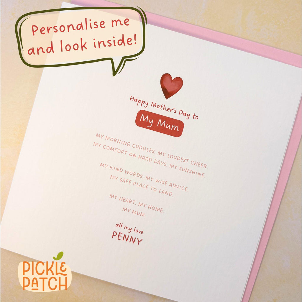 Personalised Mothers Day Card – Heartfelt Gift For Mum