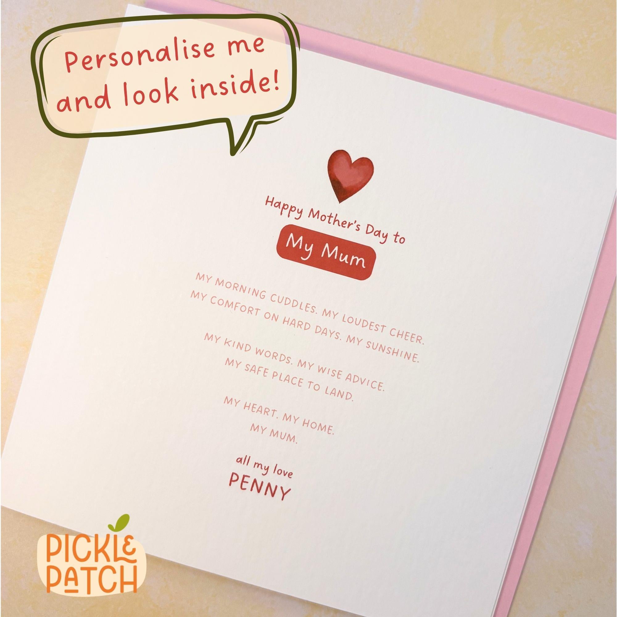Personalised Mothers Day Card – Heartfelt Gift For Mum