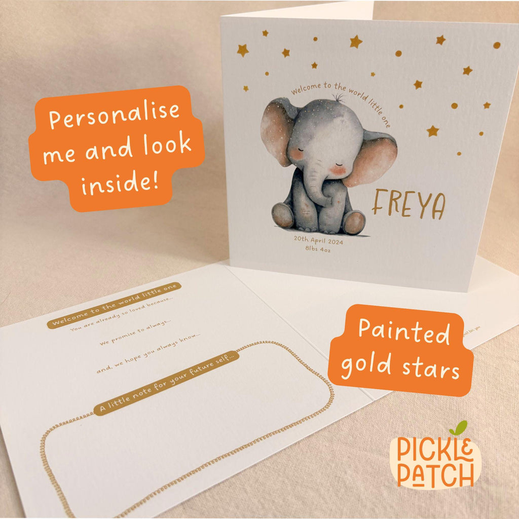 Personalised New Baby Keepsake Card With Birth Date & Weight