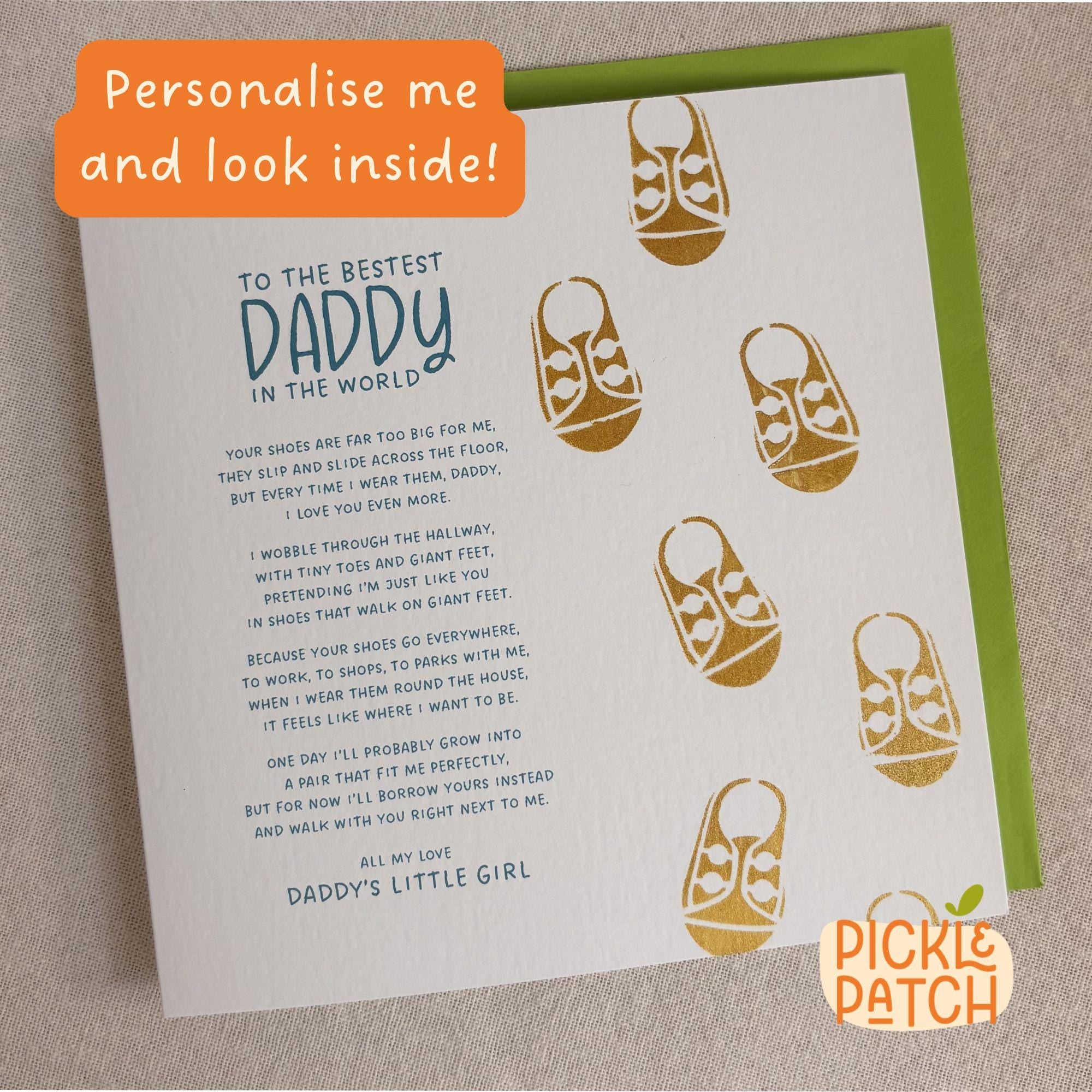 Daddy Keepsake Poem Father's Day Card
