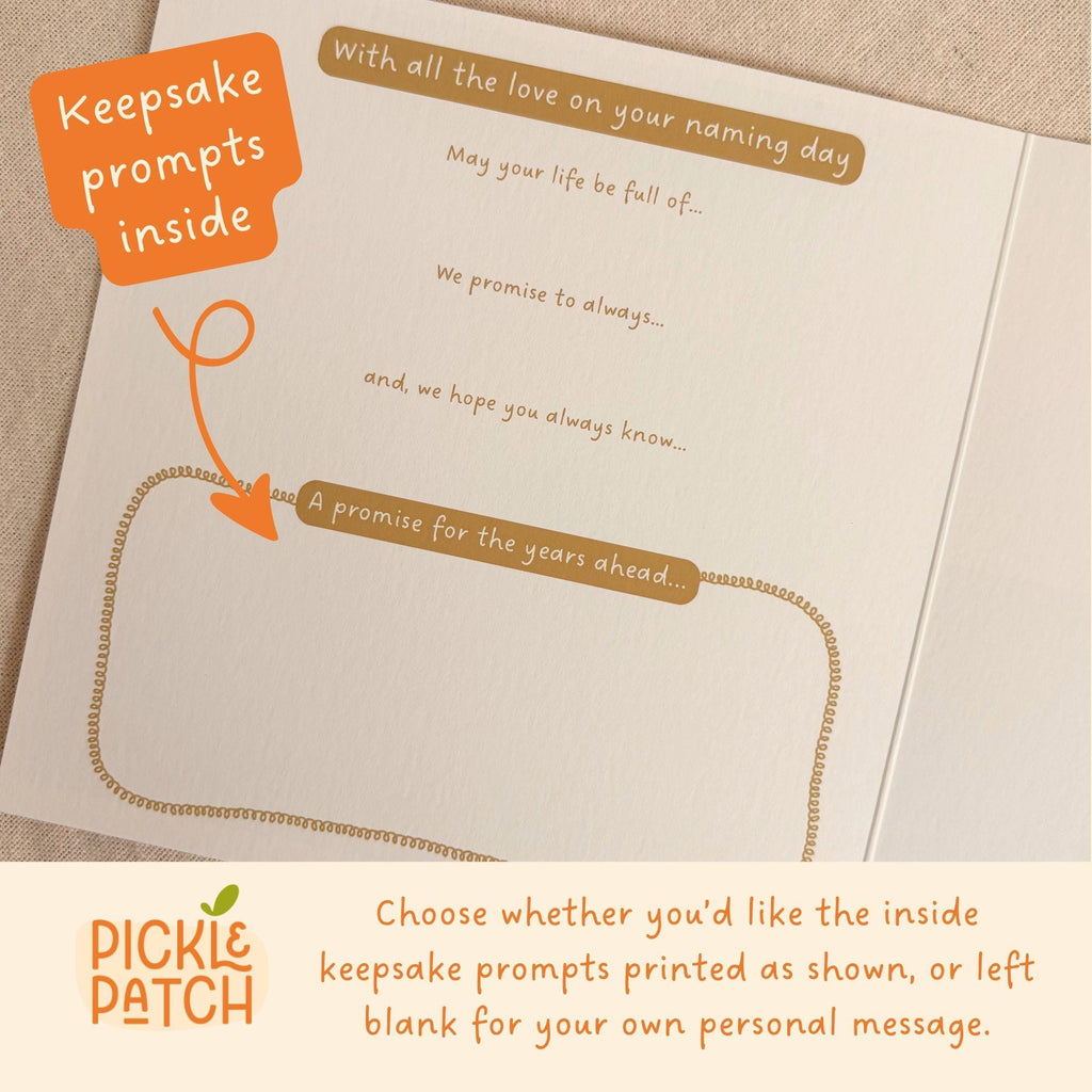 Personalised Jewish Naming Day Card Keepsake