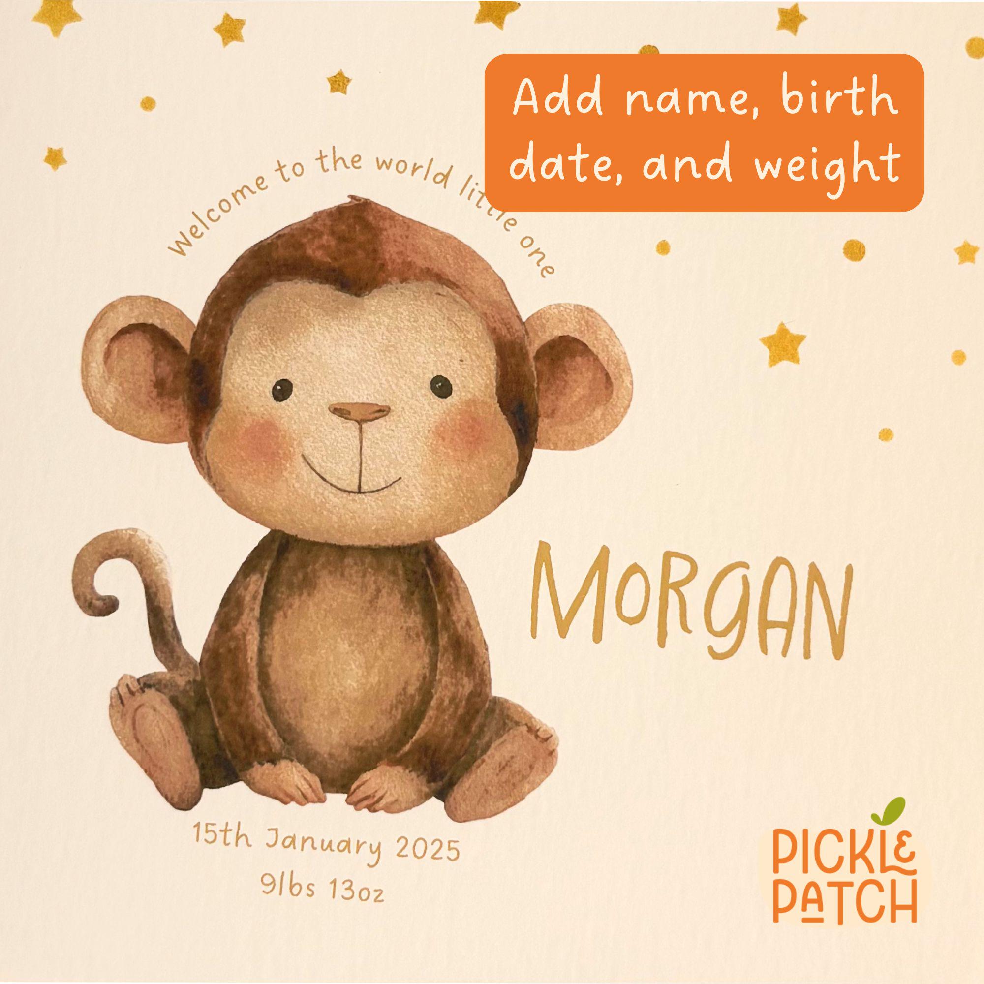 Personalised New Baby Keepsake Card With Birth Date & Weight