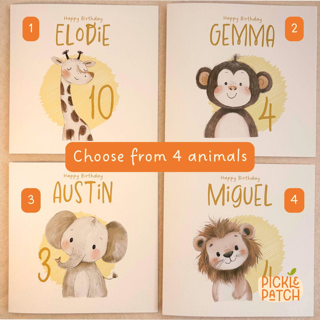 Personalised Children's Birthday Card | Age Birthday Keepsake for an Animal Lover