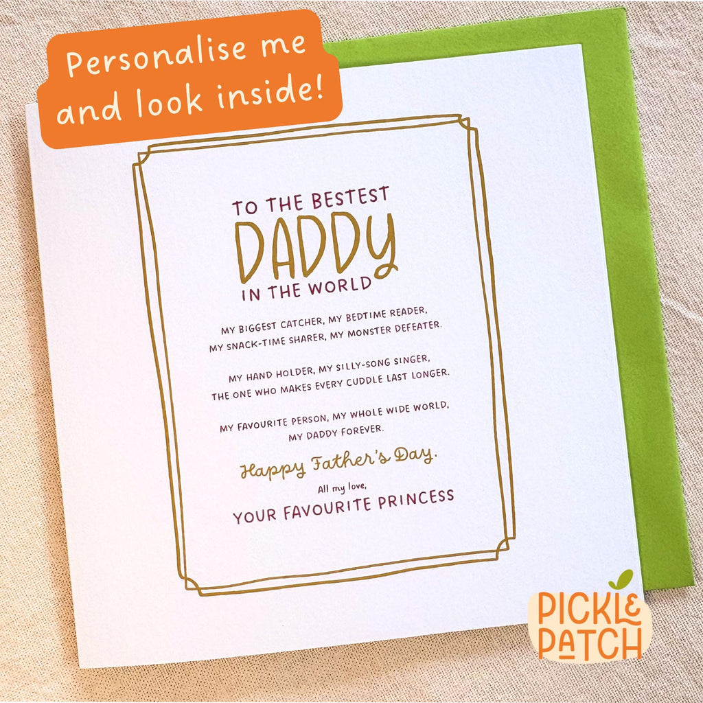 Father's Day Gift From Children | Personalised Dad Poem Card | Daddy Keepsake Card