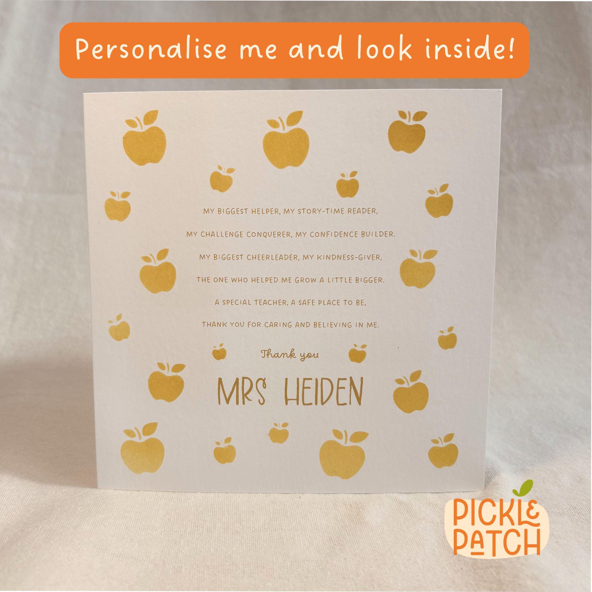 Personalised Thank You Teacher Card