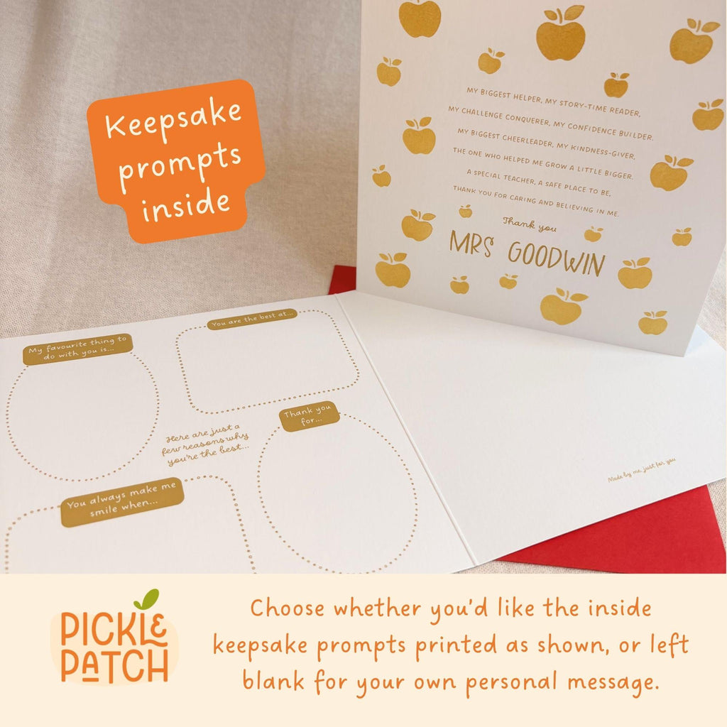 Personalised Thank You Teacher Card