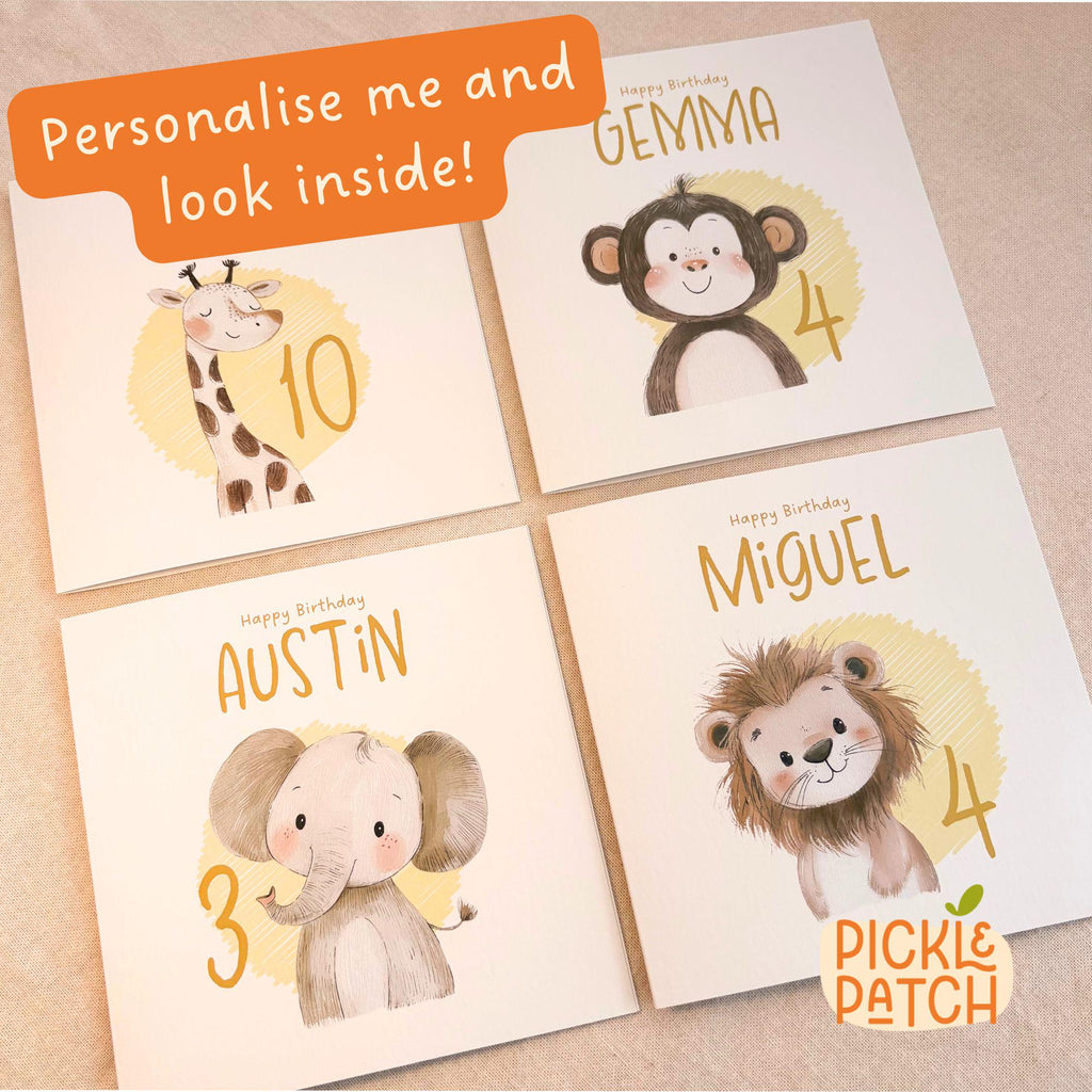 Personalised Children's Birthday Card | Age Birthday Keepsake for an Animal Lover