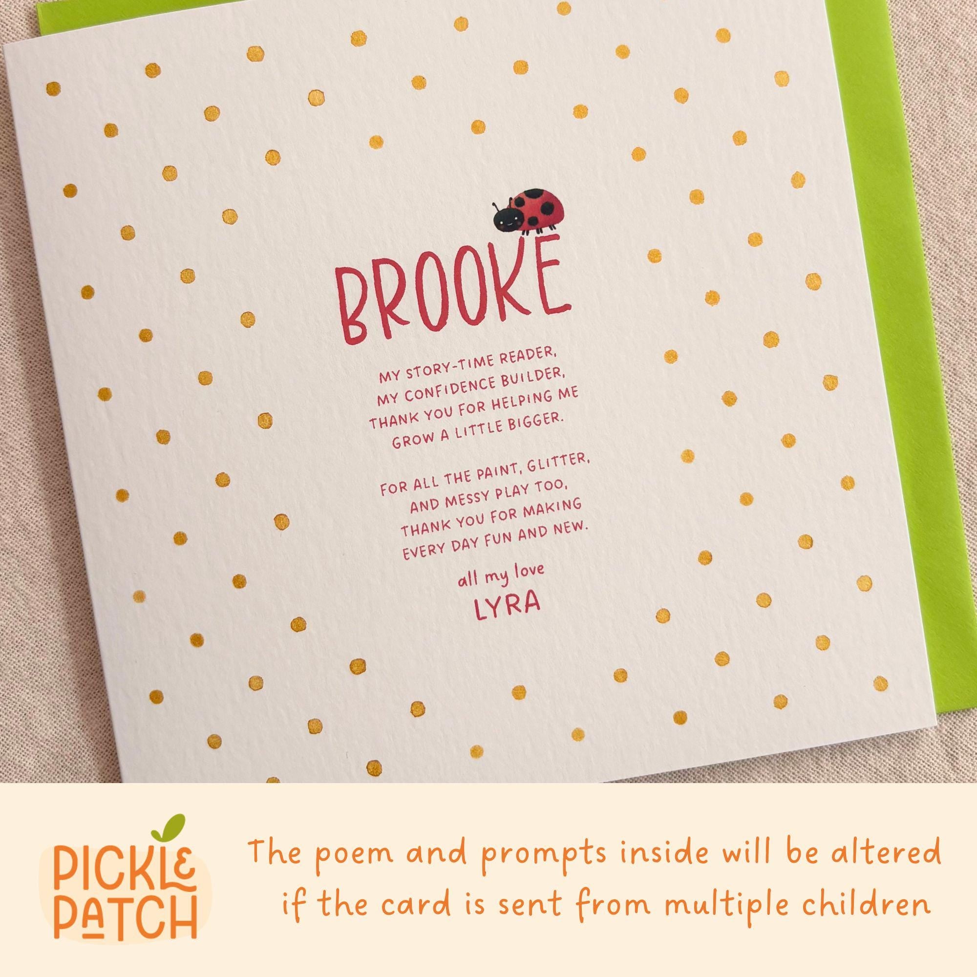 Personalised Thank You Teacher Card