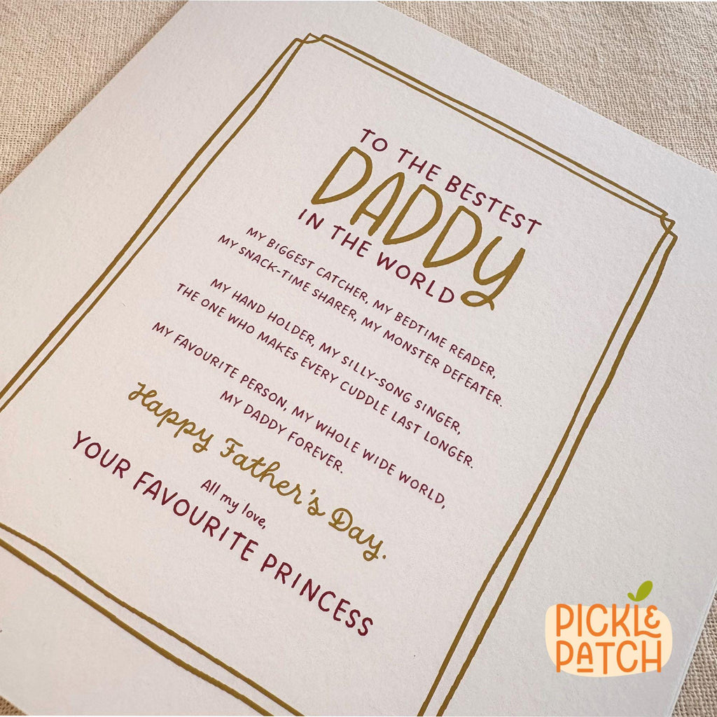 Father's Day Gift From Children | Personalised Dad Poem Card | Daddy Keepsake Card
