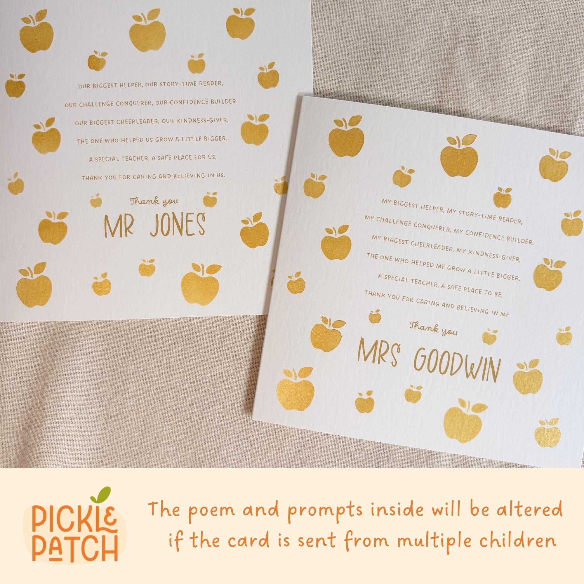 Personalised Thank You Teacher Card
