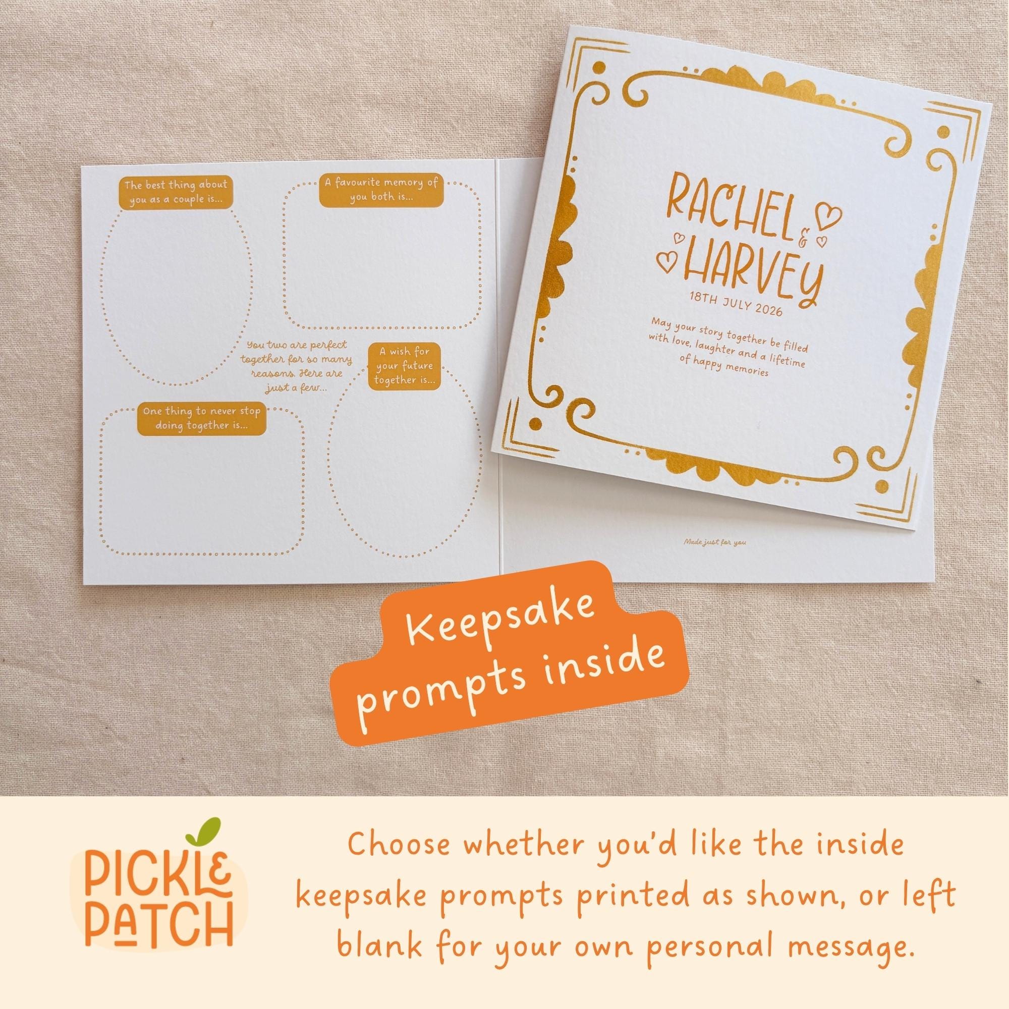 Personalised Wedding Keepsake Card