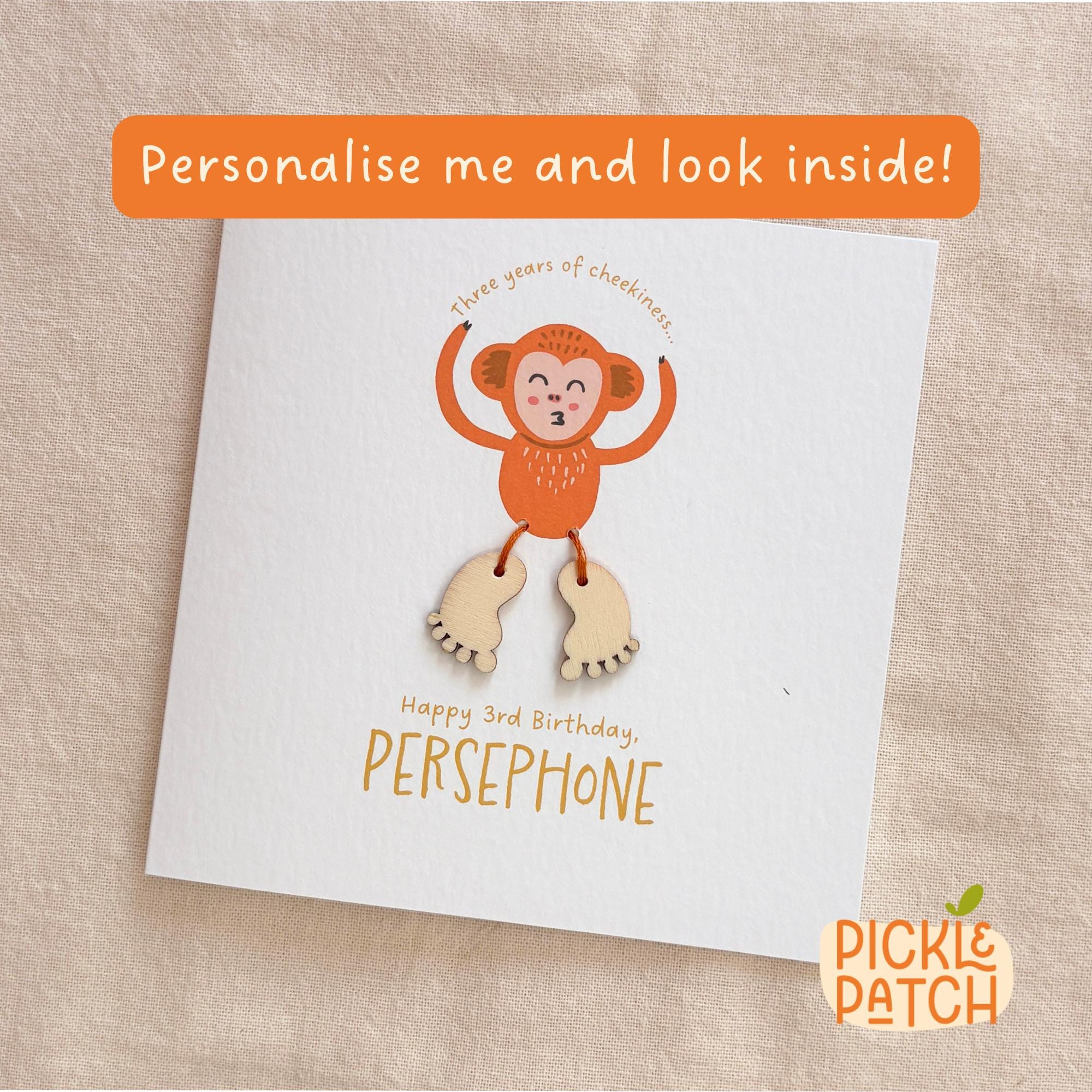 Personalised Birthday Card for a Cheeky Monkey