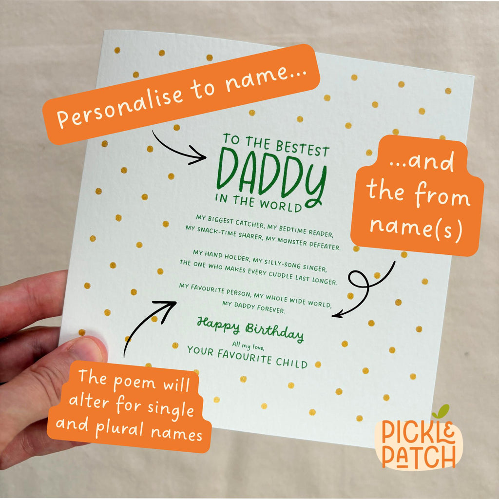 Personalised Birthday Card for Daddy or a Father Figure