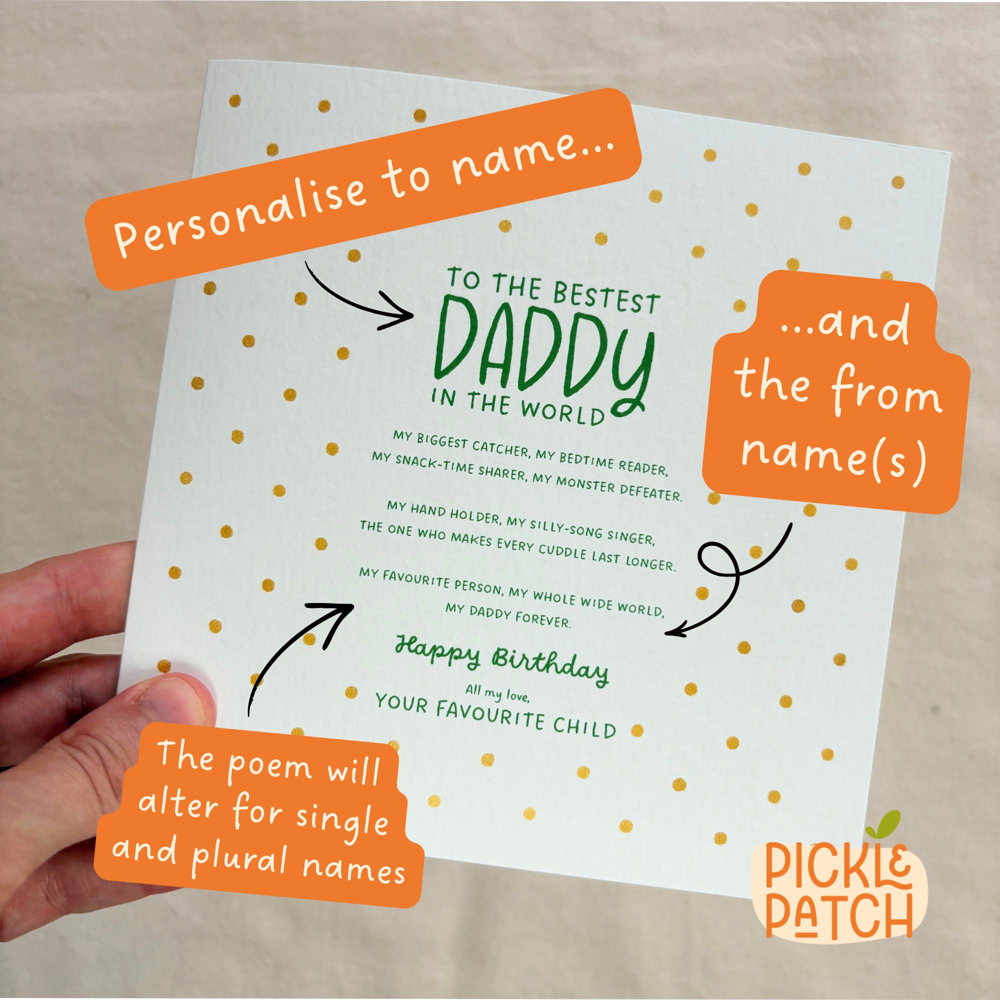 Personalised Birthday Card for Daddy or a Father Figure