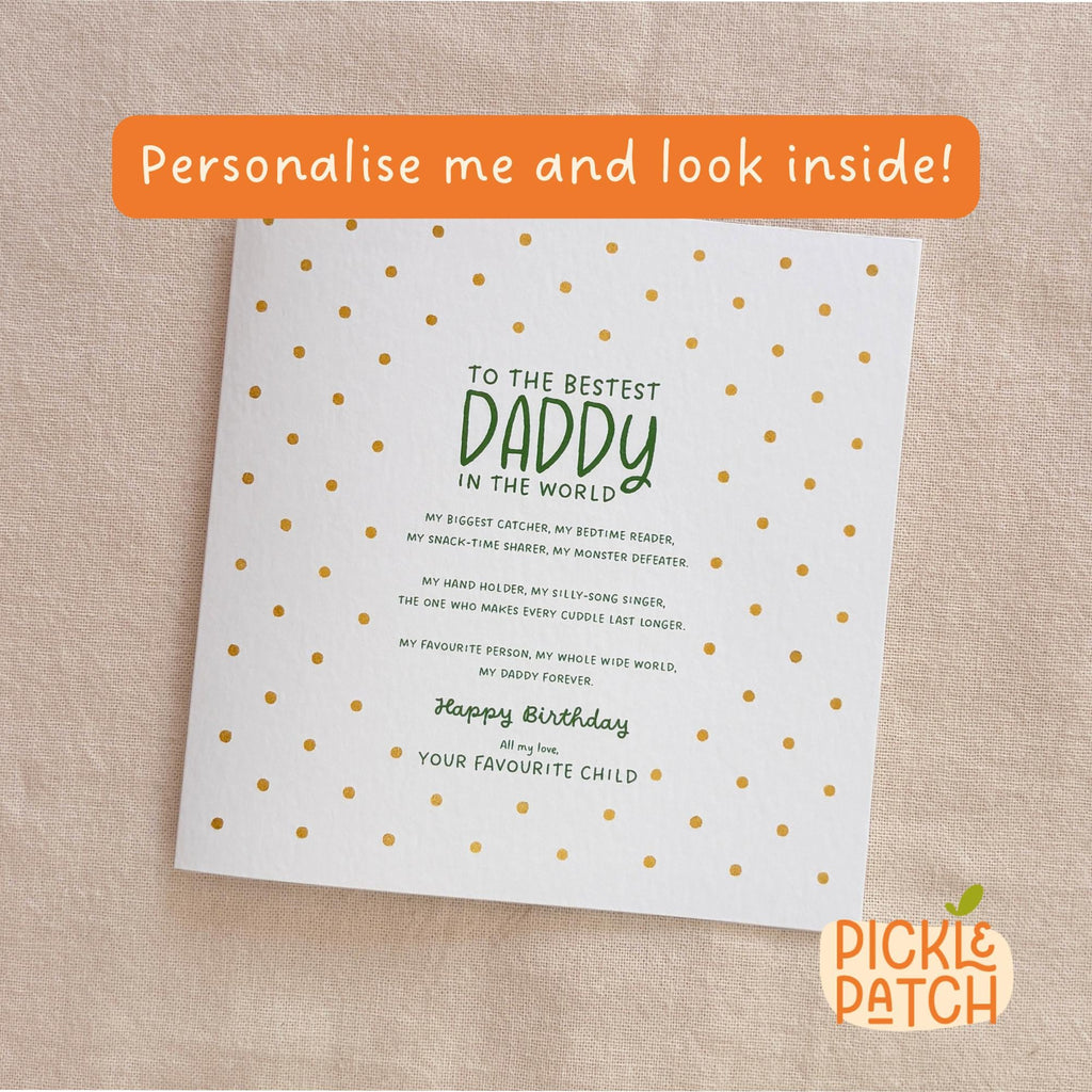 Personalised Birthday Card for Daddy or a Father Figure