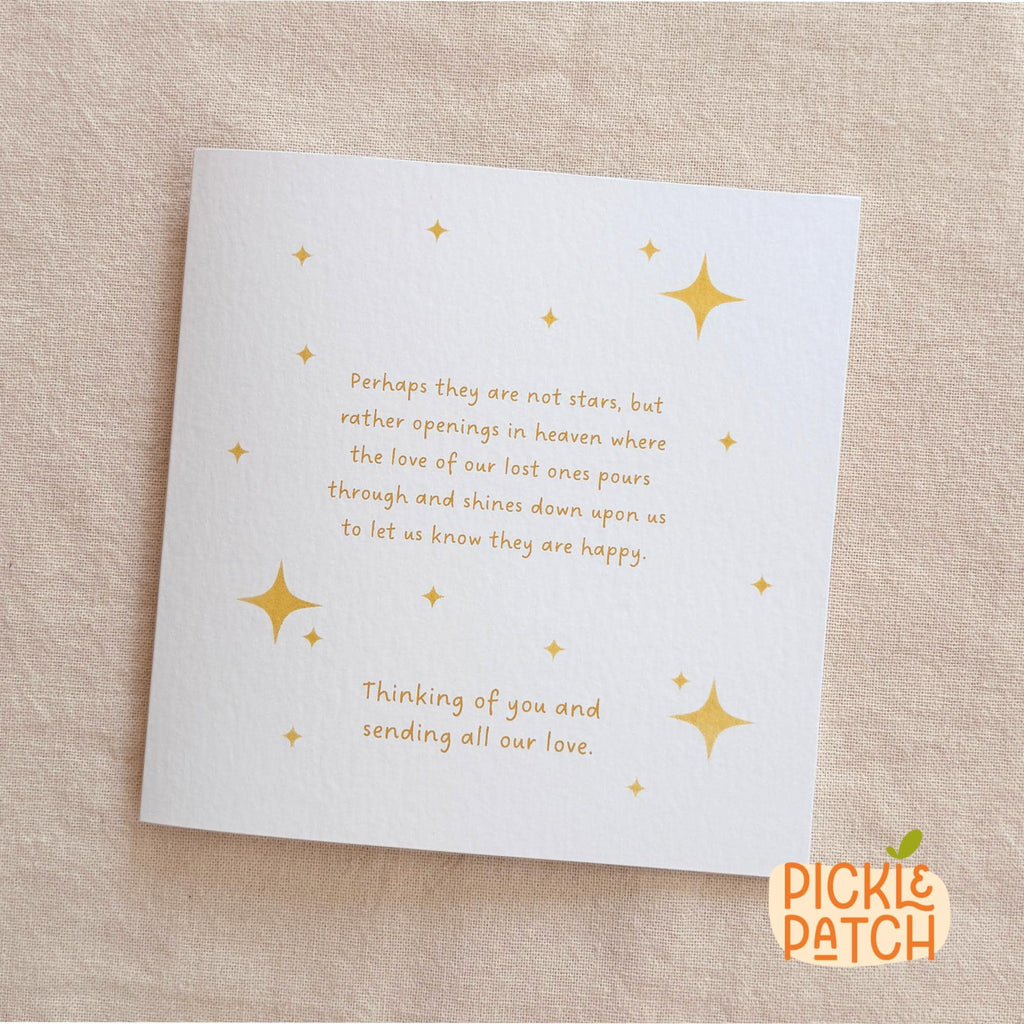 Sympathy Card with gold painted stars and beautiful poem
