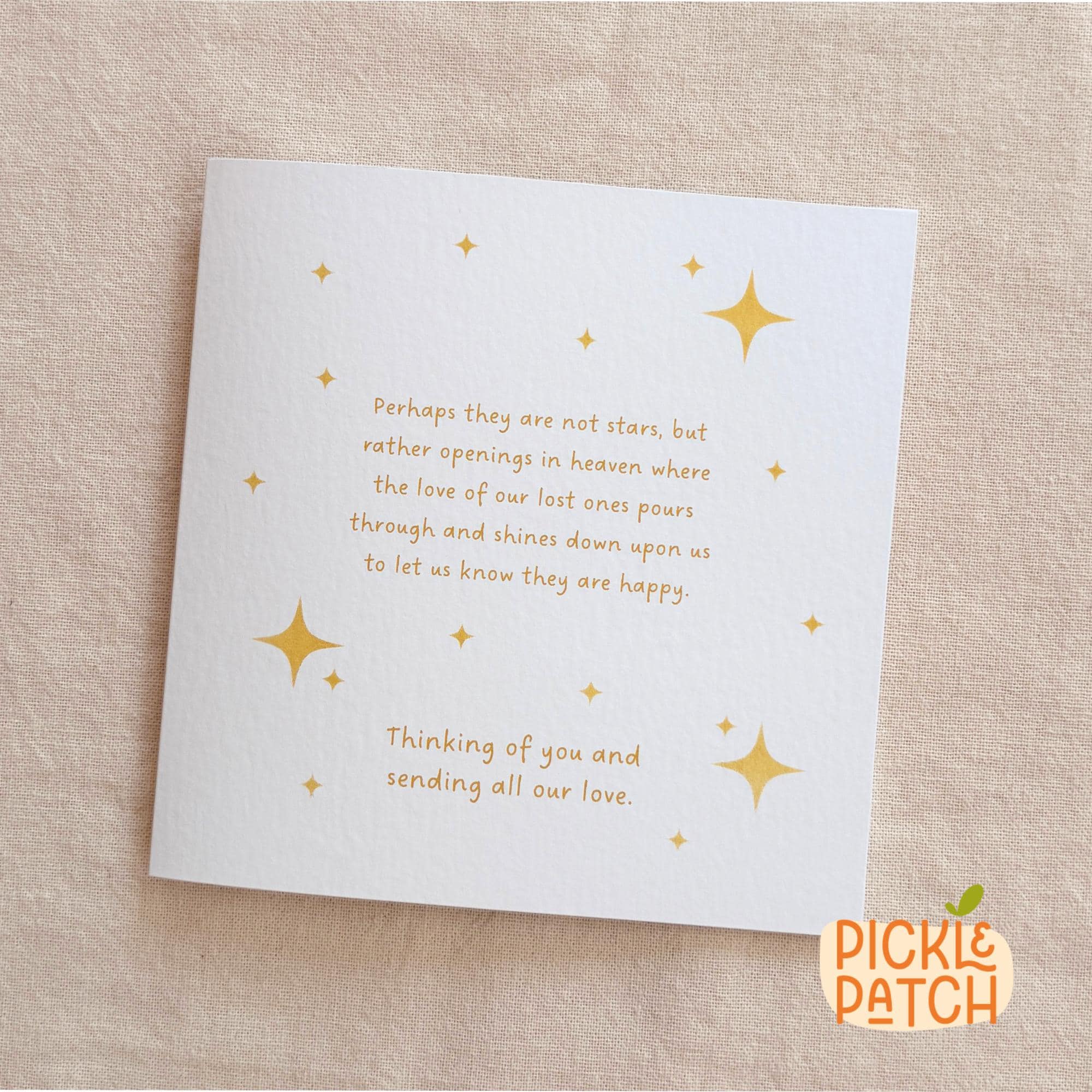 Sympathy Card with gold painted stars and beautiful poem
