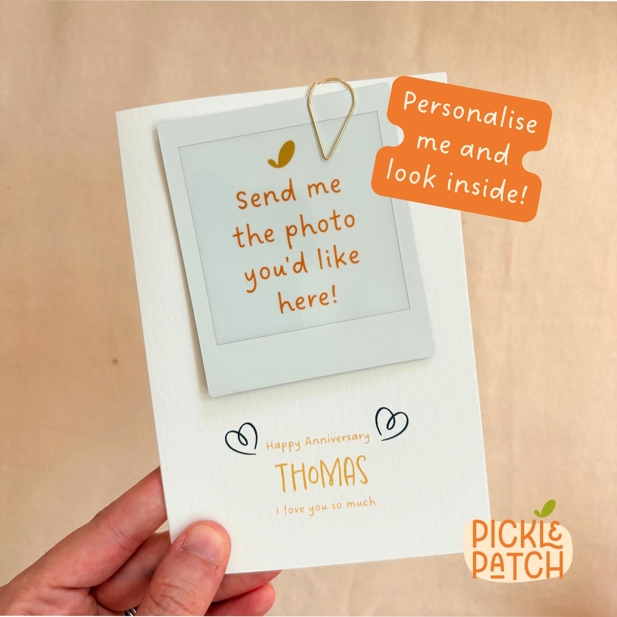 Personalised Polaroid Anniversary Photo Card