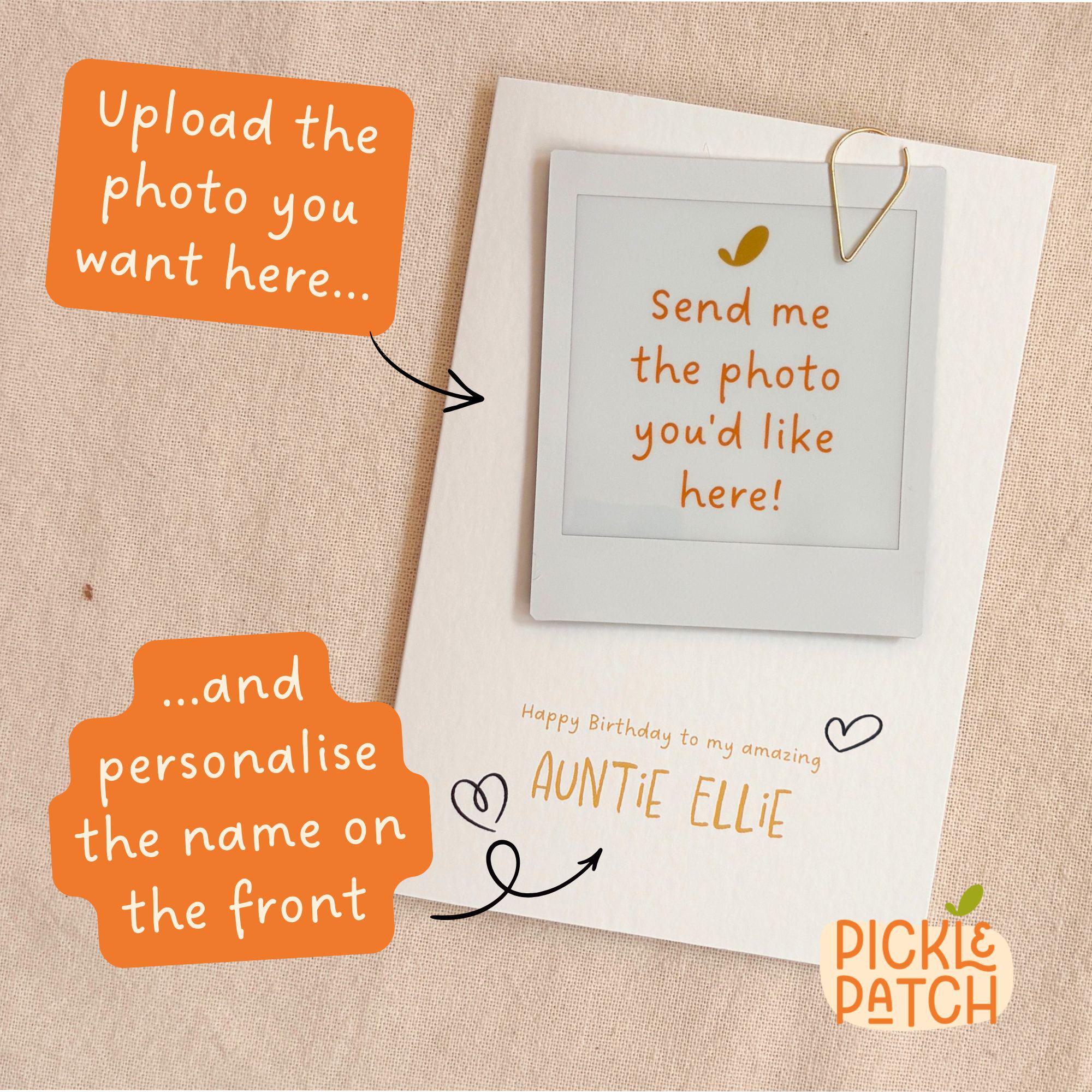 Personalised Polaroid Birthday Photo Card With Hearts
