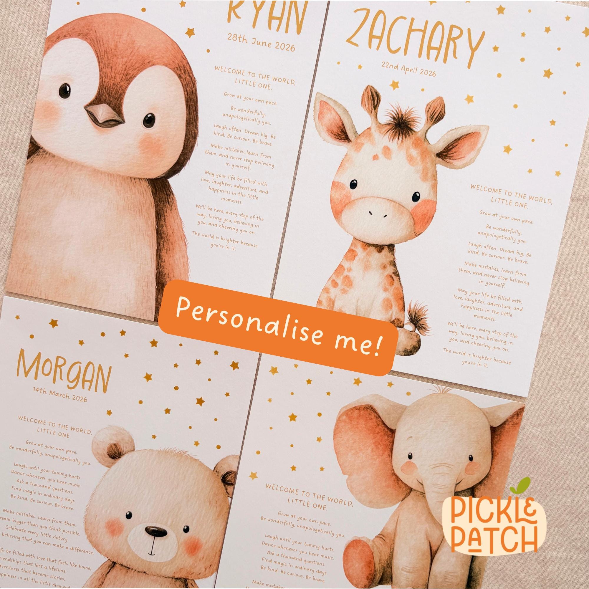 Personalised New Baby Keepsake Poster