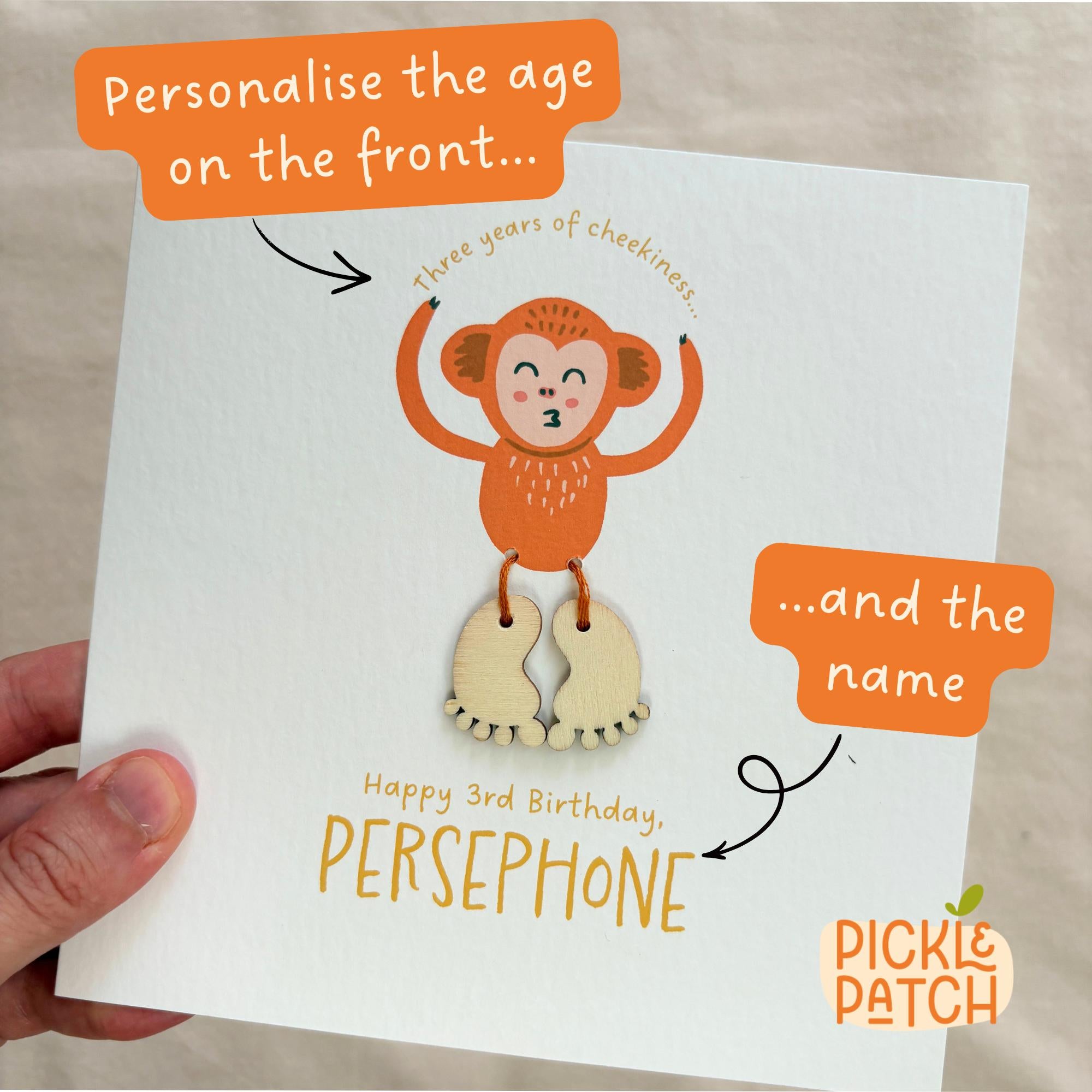 Personalised Birthday Card for a Cheeky Monkey