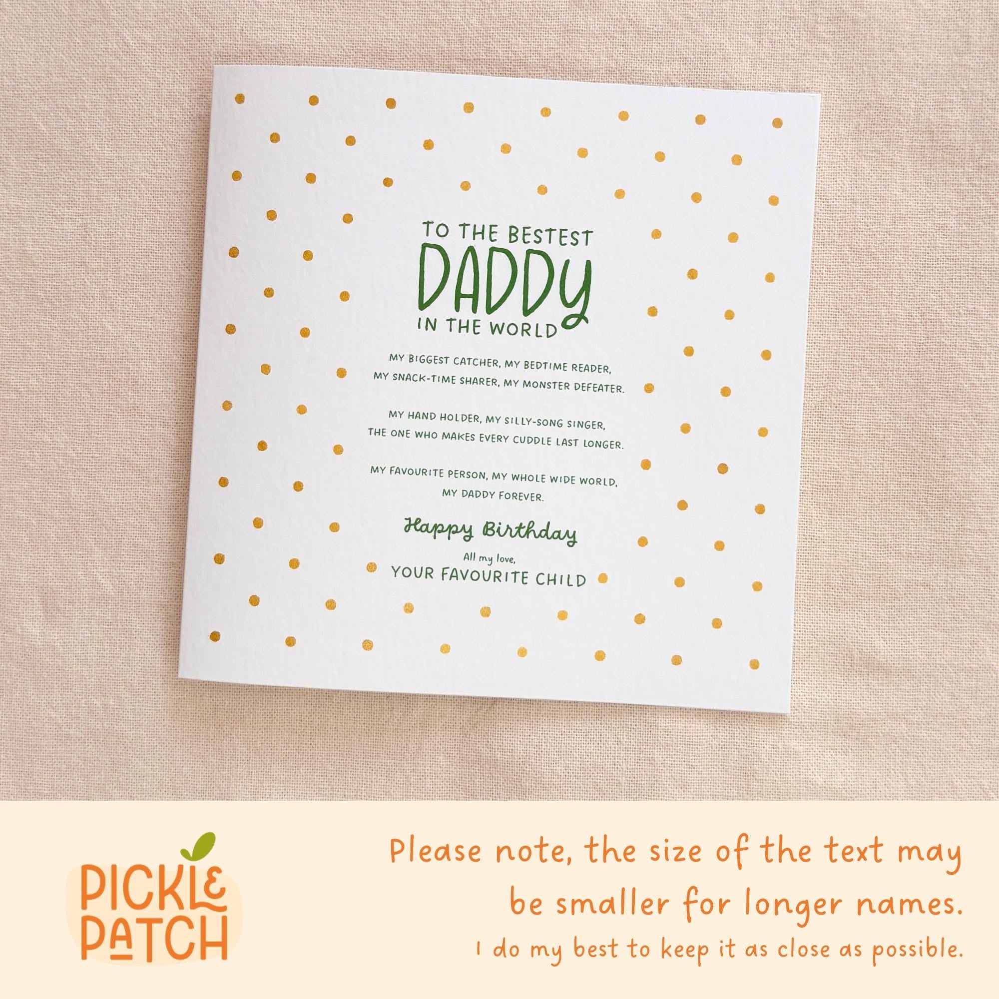 Personalised Birthday Card for Daddy or a Father Figure