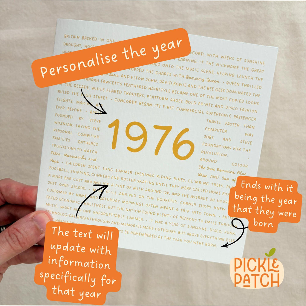 Personalised Milestone Year Card