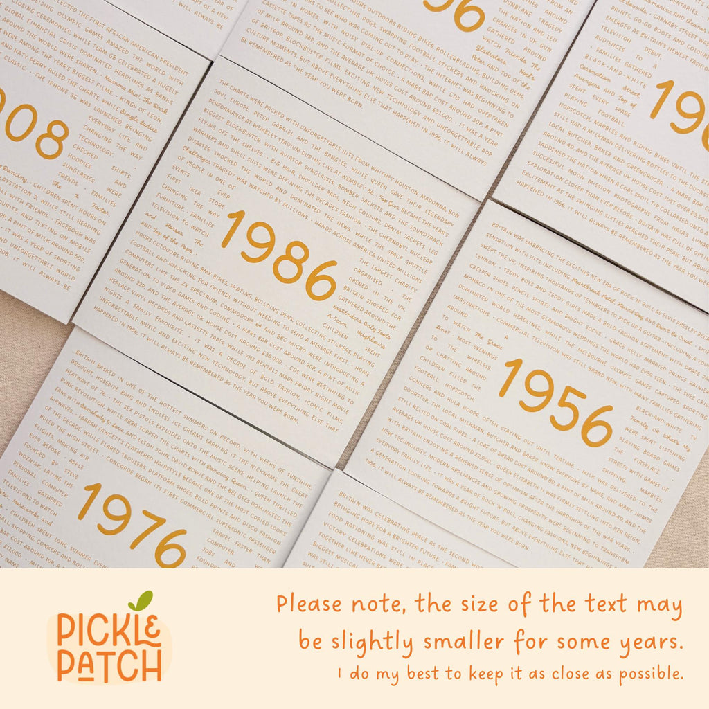 Personalised Milestone Year Card