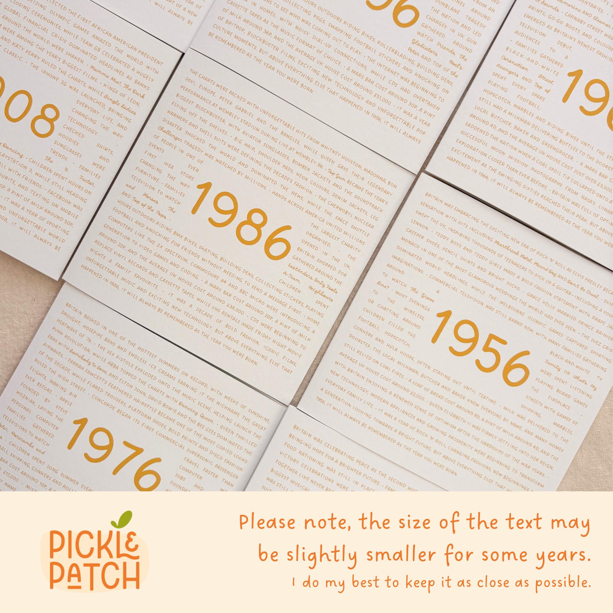 Personalised Milestone Year Card