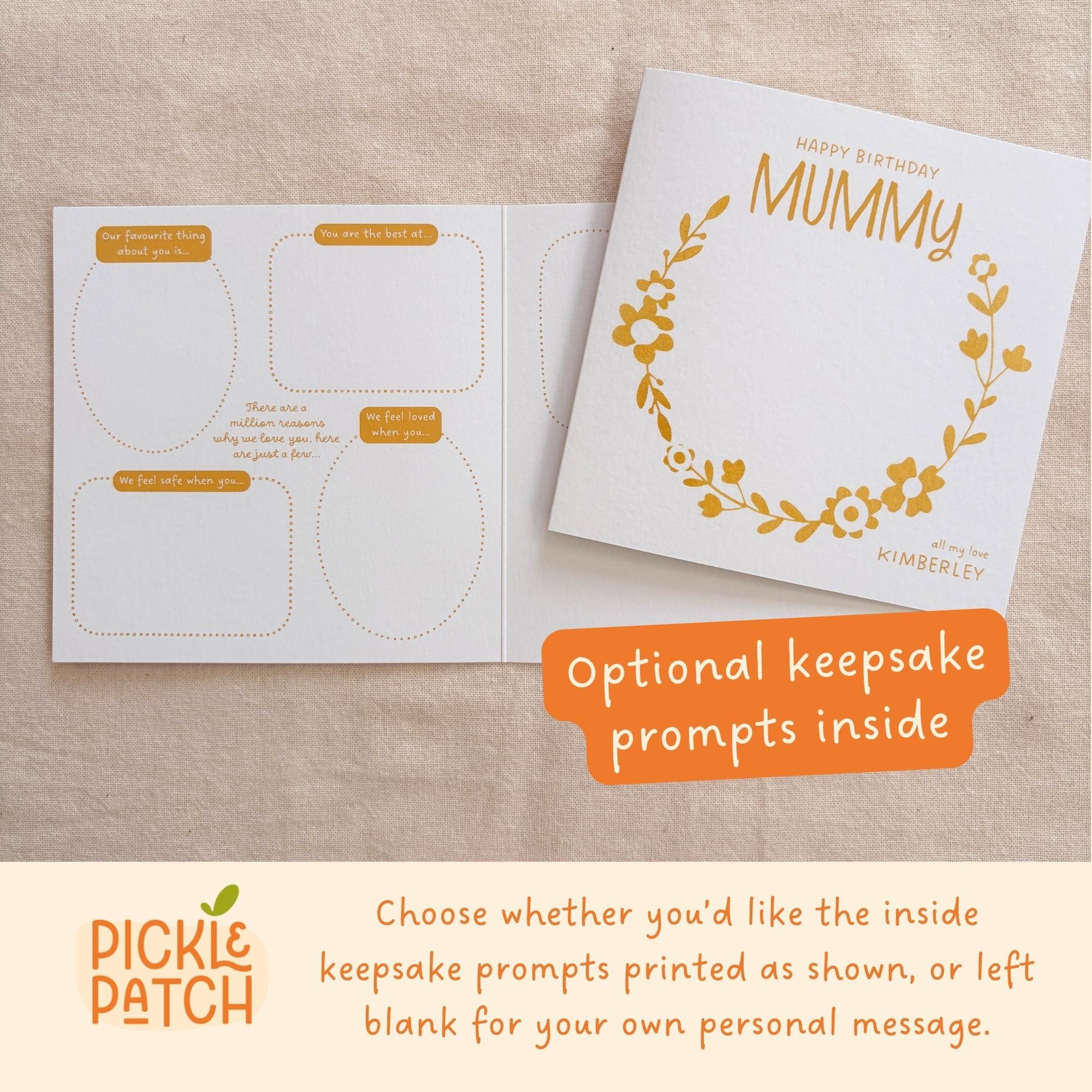 Personalised Floral Birthday Card with Space to Draw a Picture