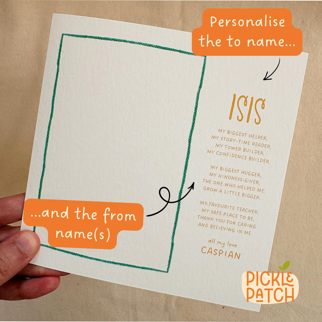 Personalised Thank You Teacher Card