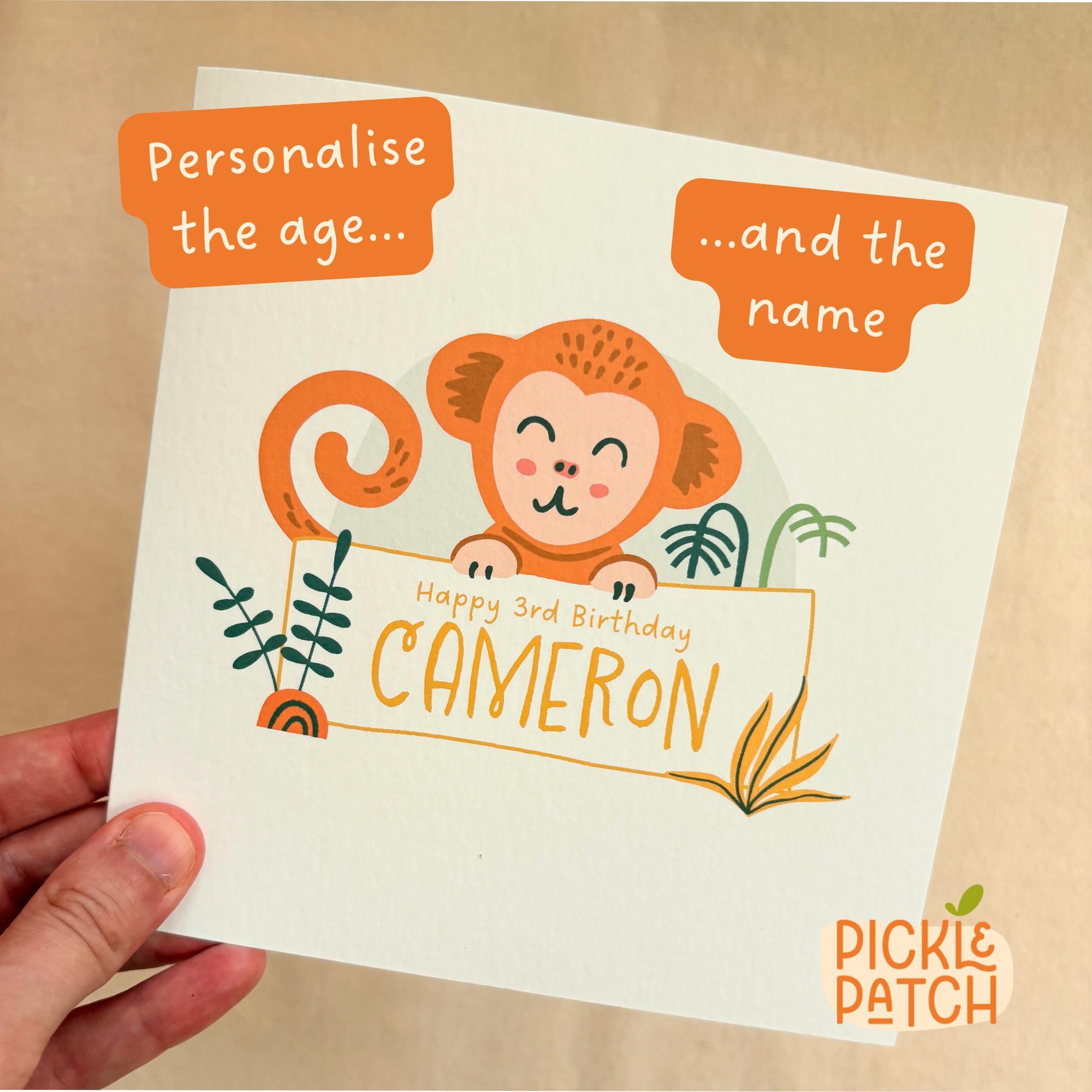 Personalised Birthday Card for a Cheeky Monkey