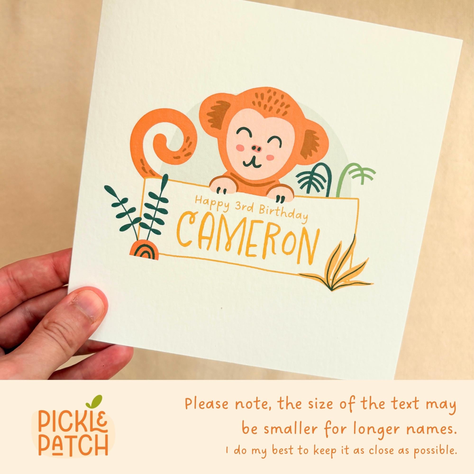 Personalised Birthday Card for a Cheeky Monkey