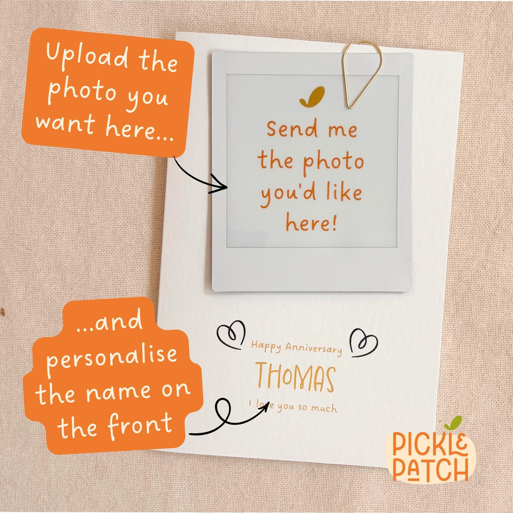Personalised Polaroid Anniversary Photo Card