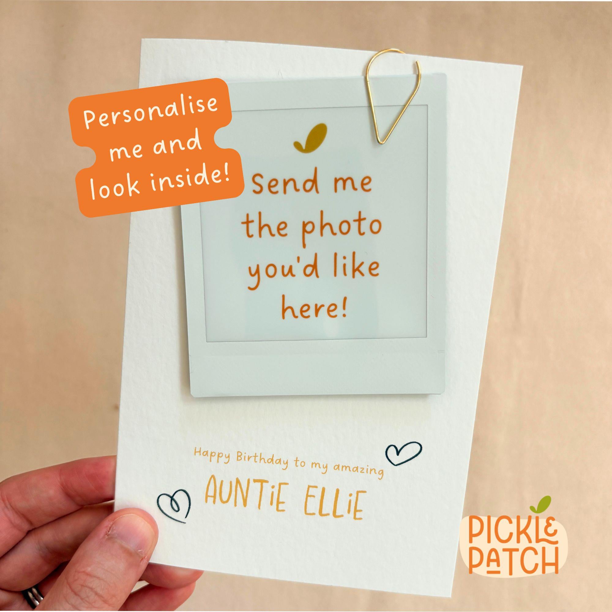 Personalised Polaroid Birthday Photo Card With Hearts