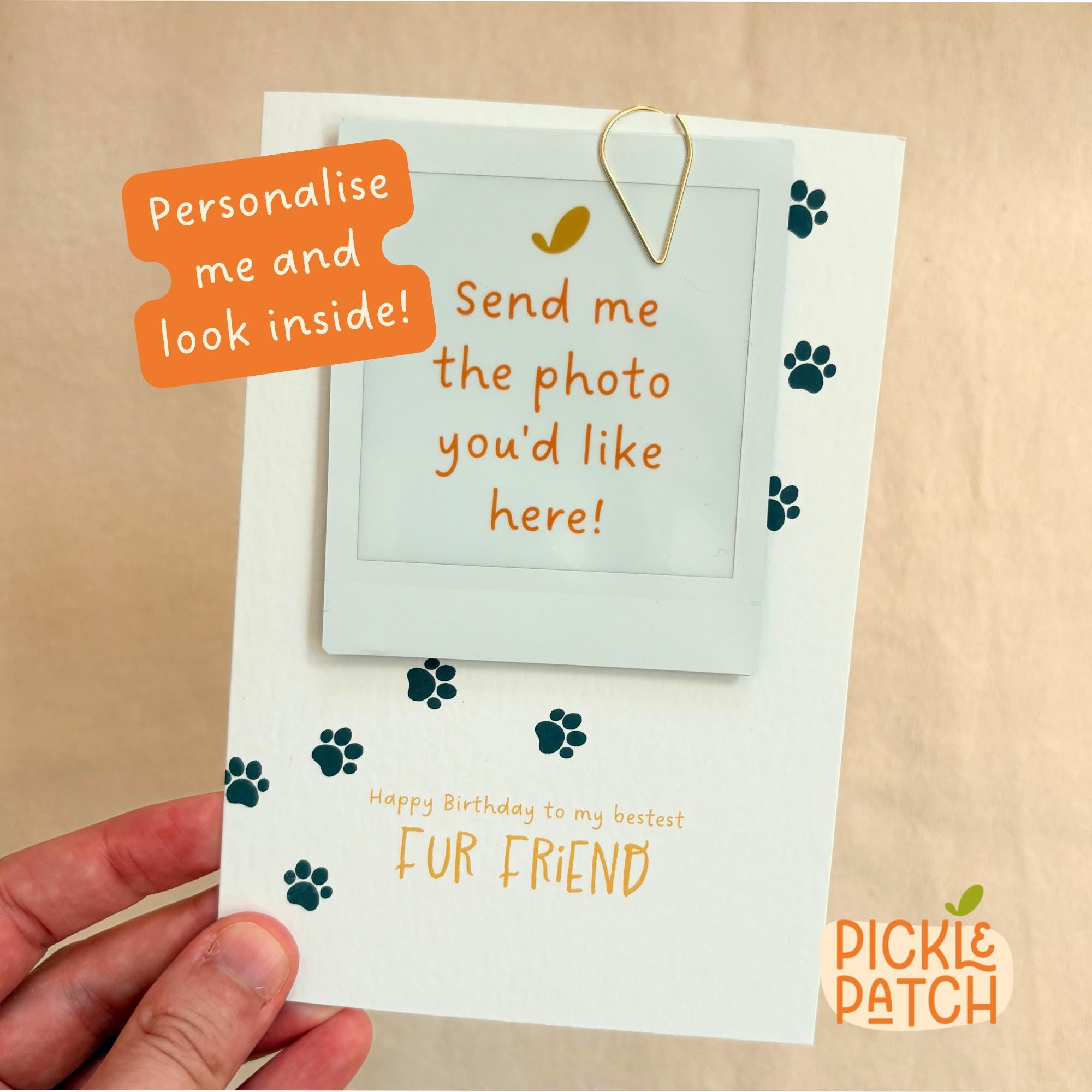 Personalised Polaroid Pet Birthday Photo Card