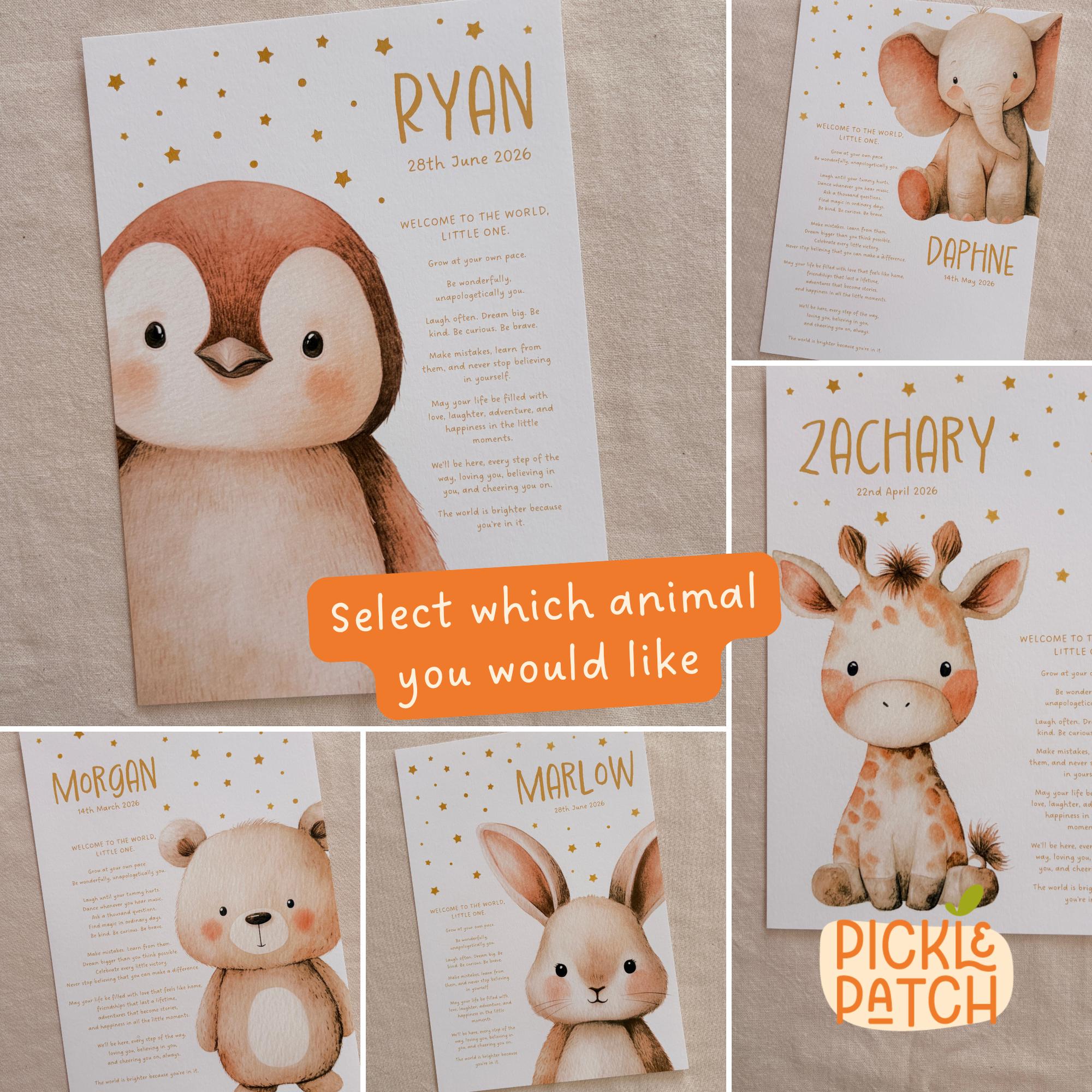 Personalised New Baby Keepsake Poster