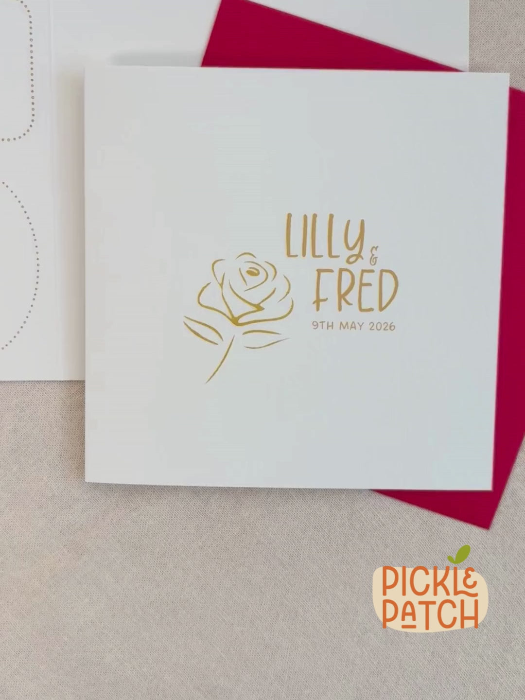 Personalised Wedding Card | Simplistic Botanical Design | Custom Names and Date