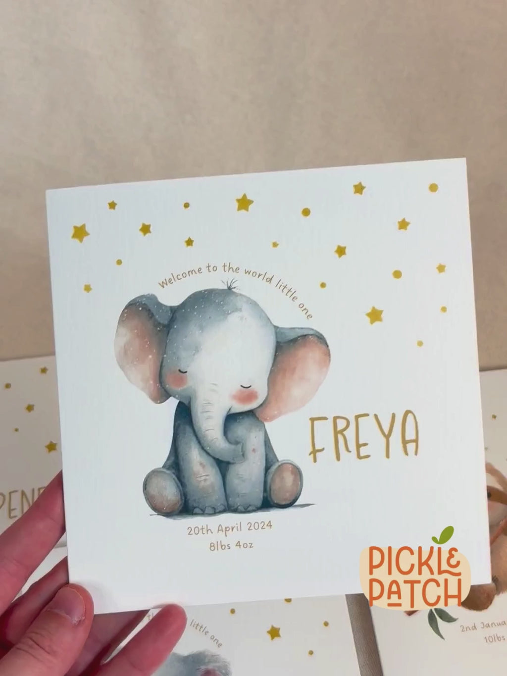 Personalised New Baby Keepsake Card With Birth Date & Weight